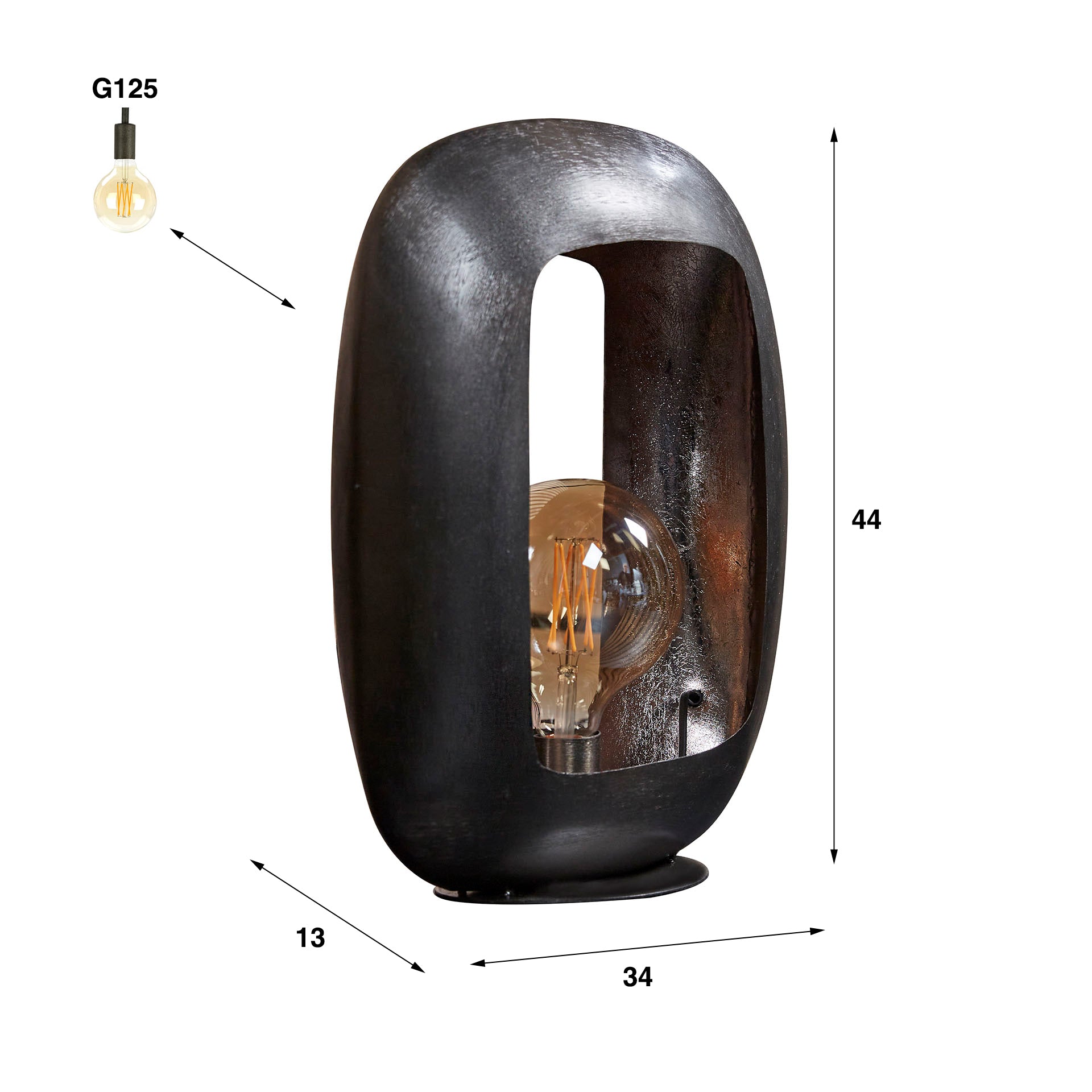 Tafellamp Arch XL 1-lichts / Zwart nikkel – afbeelding 6