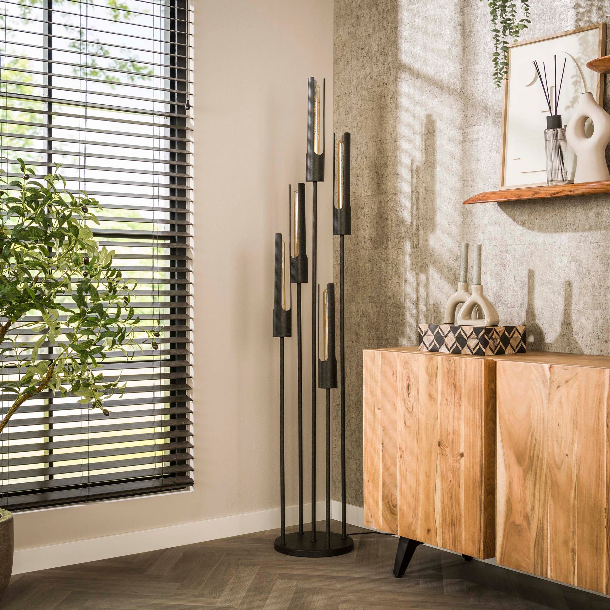 Vloerlamp Tube getrapt 5-lichts / Artic zwart – afbeelding 2