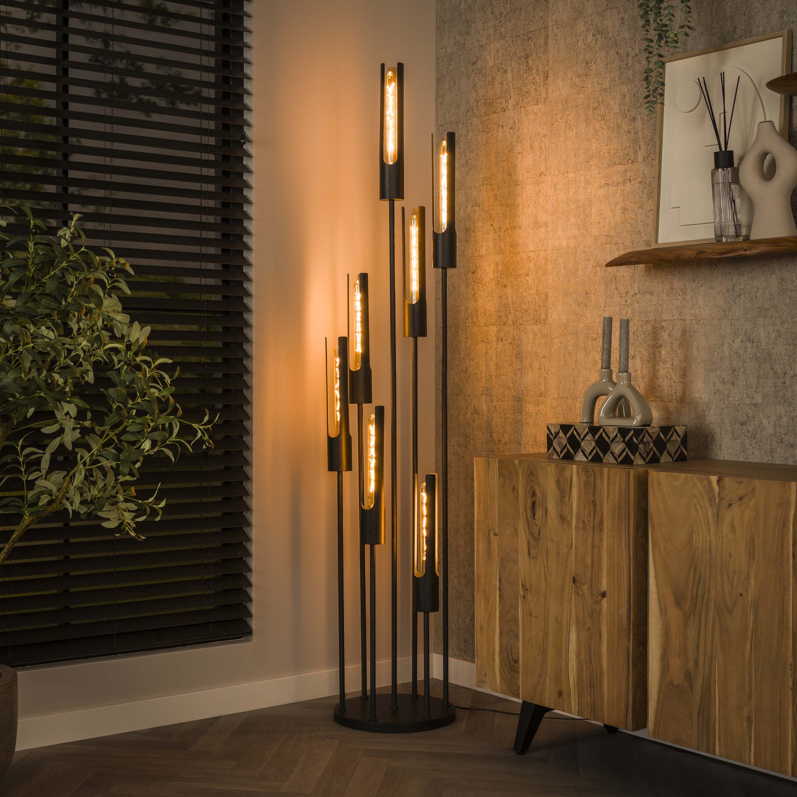 Vloerlamp Tube getrapt 7-lichts / Artic zwart – afbeelding 1