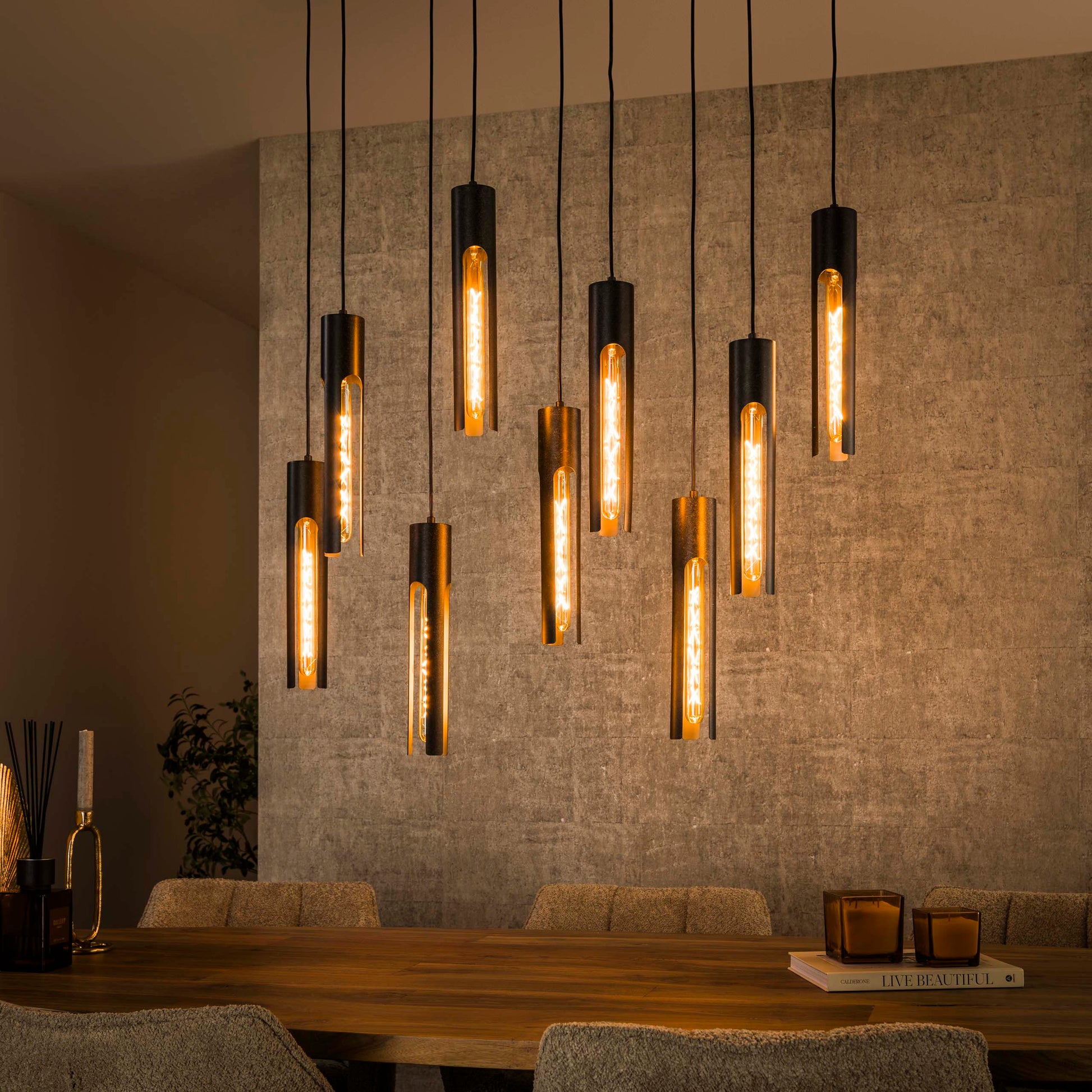 Hanglamp Tube 5+4-lichts / Artic zwart – afbeelding 1