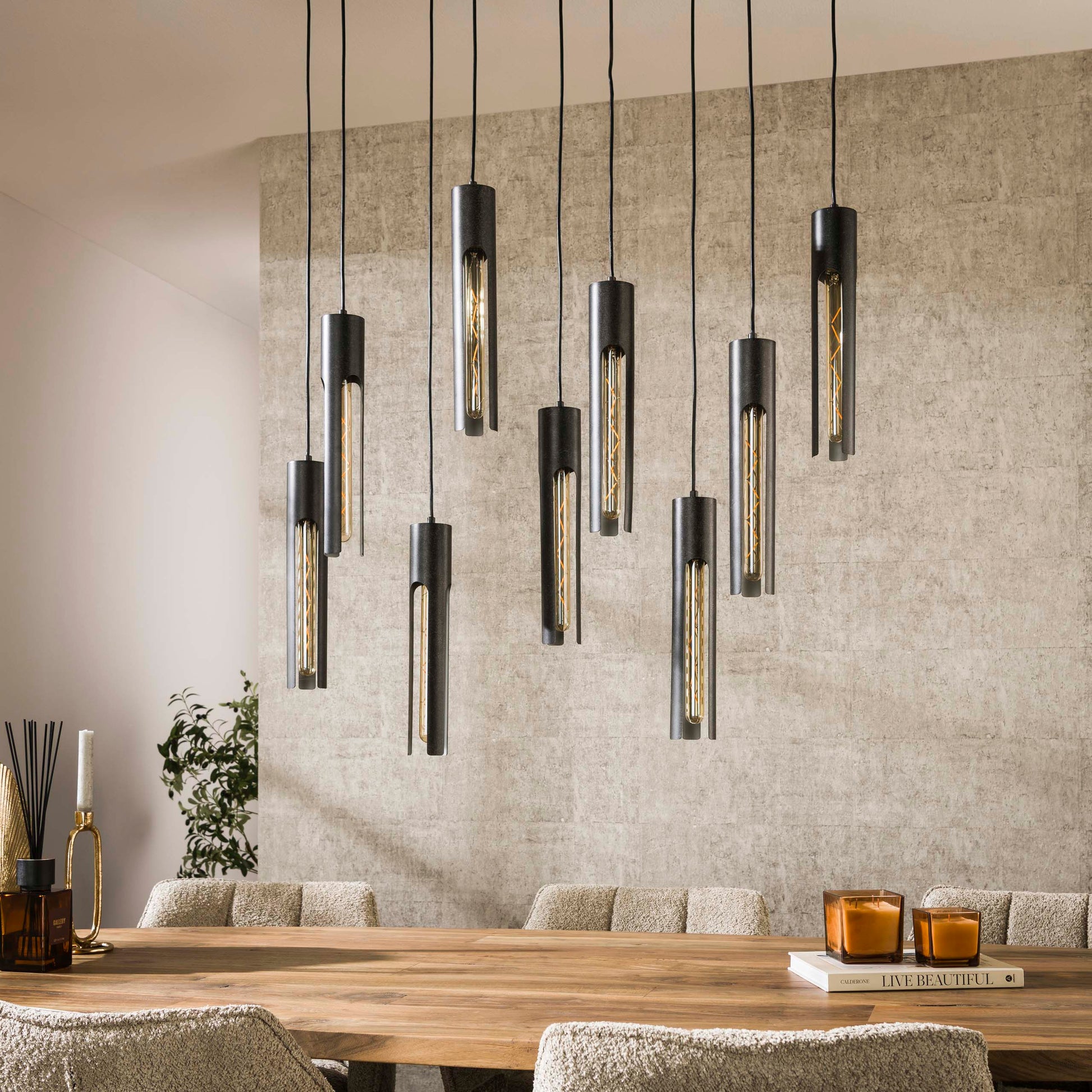 Hanglamp Tube 5+4-lichts / Artic zwart – afbeelding 2