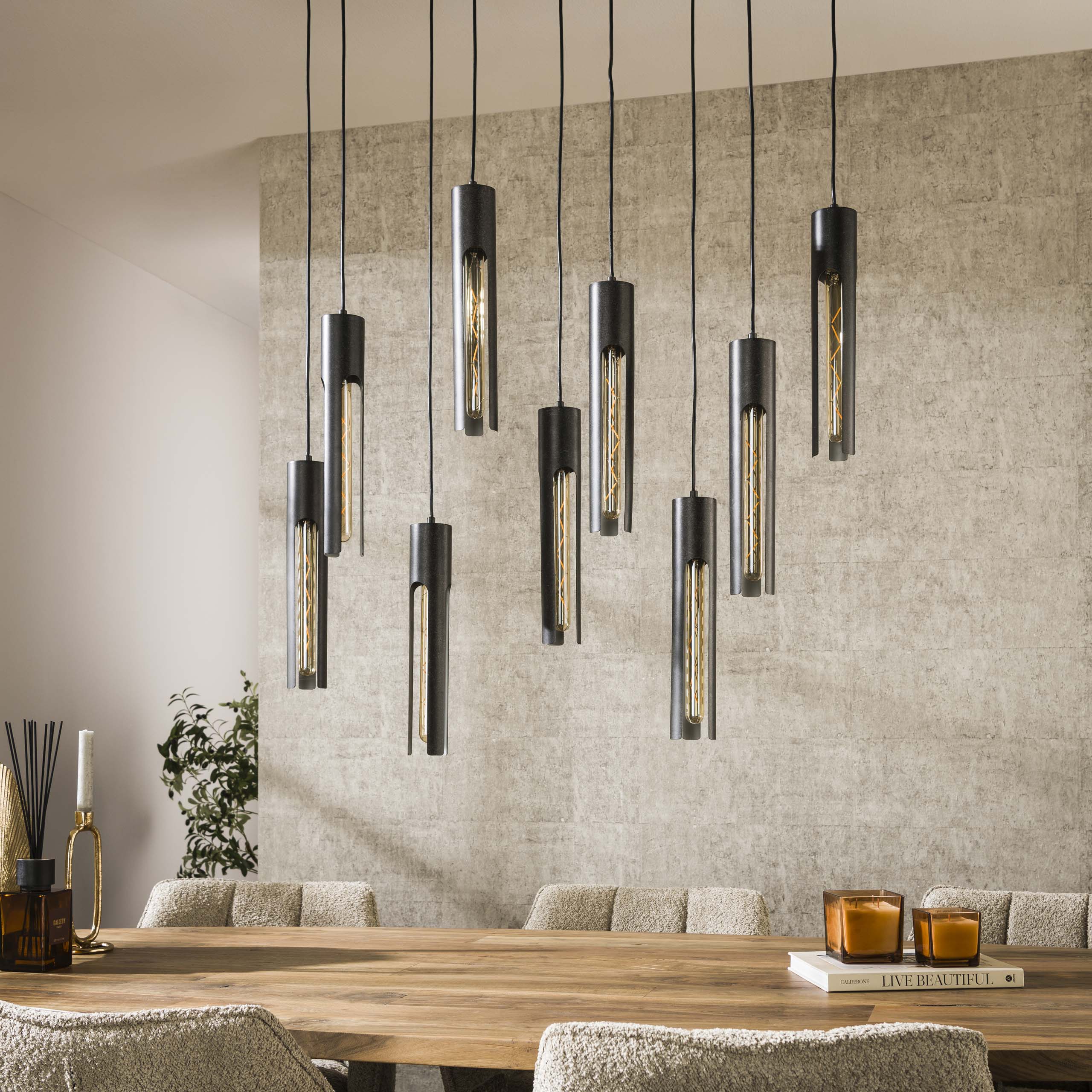 Hanglamp Tube 5+4-lichts / Artic zwart – afbeelding 2
