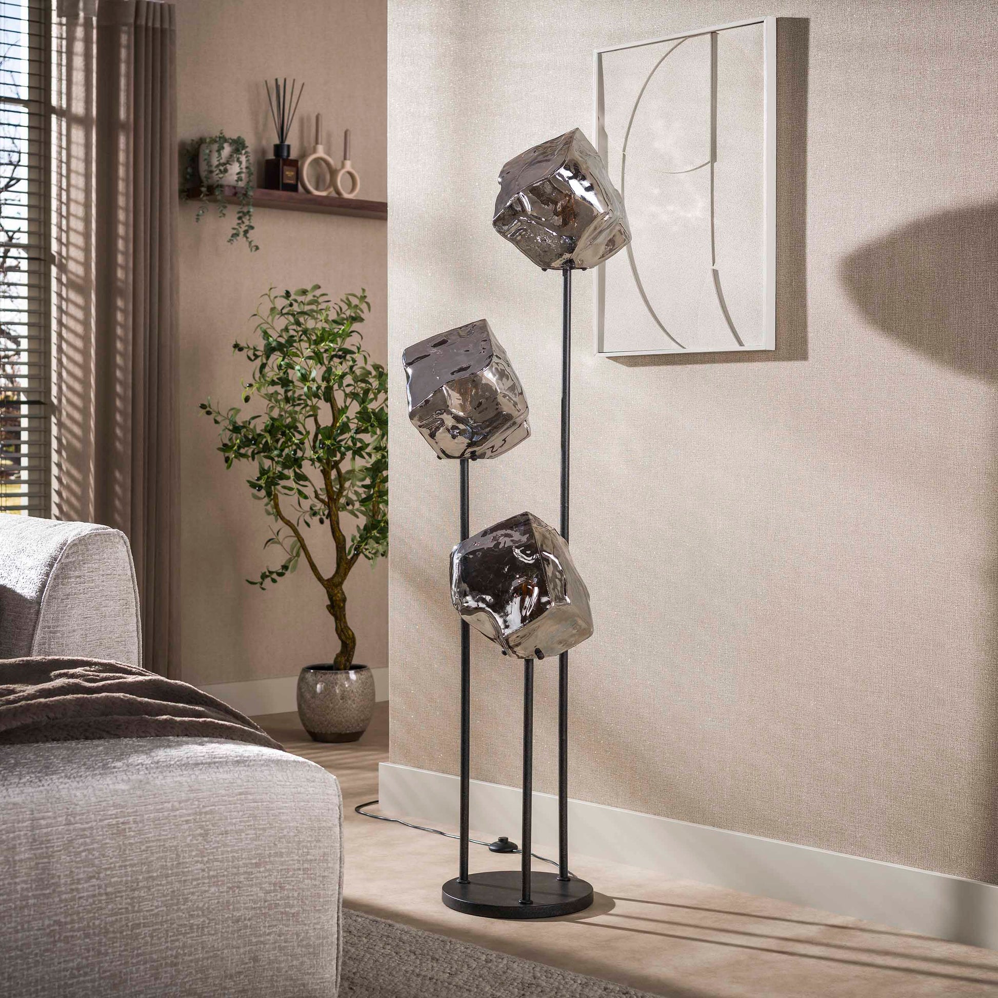 Vloerlamp Rock getrapt 3-lichts / Chroom glas – afbeelding 2