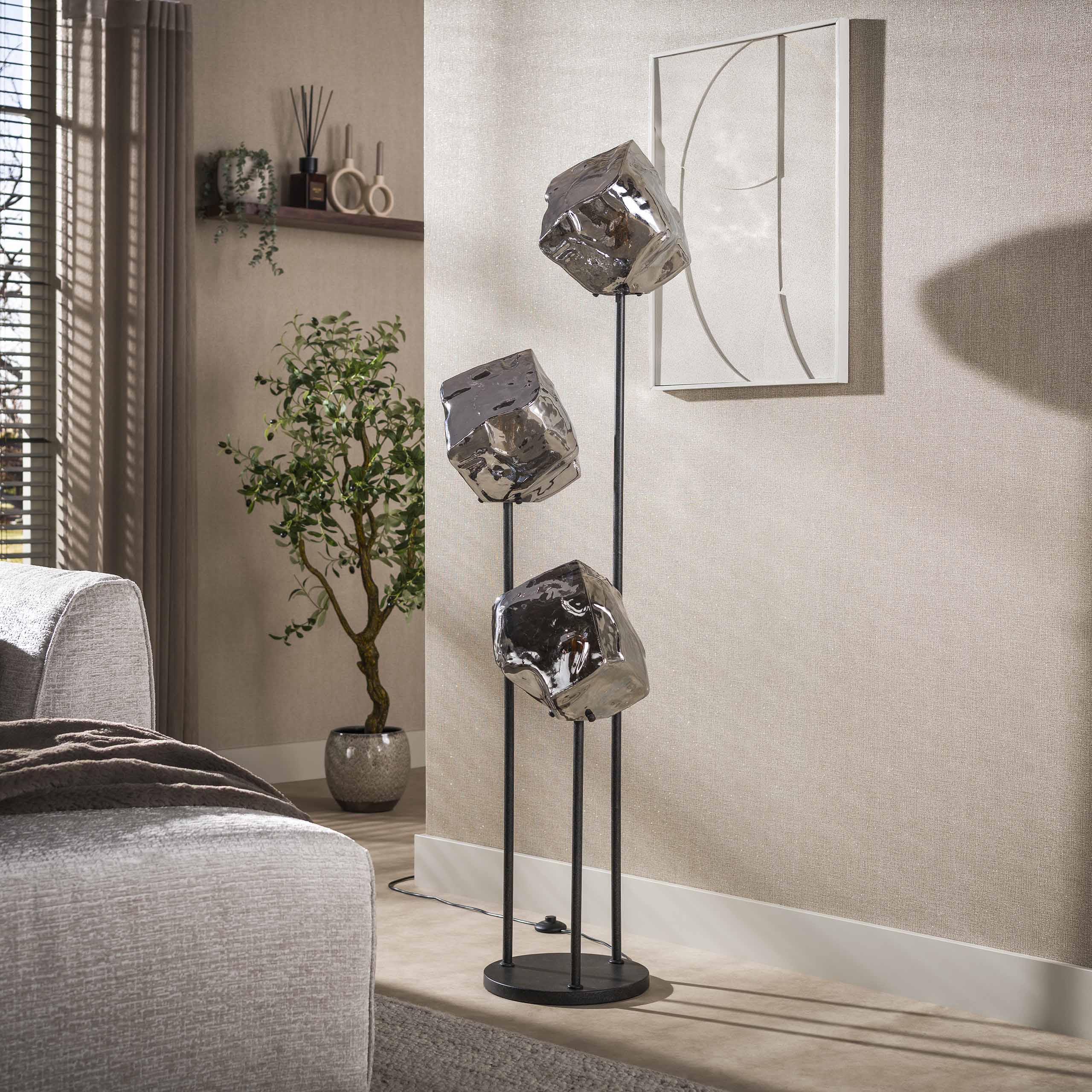 Vloerlamp Rock getrapt 3-lichts / Chroom glas – afbeelding 2