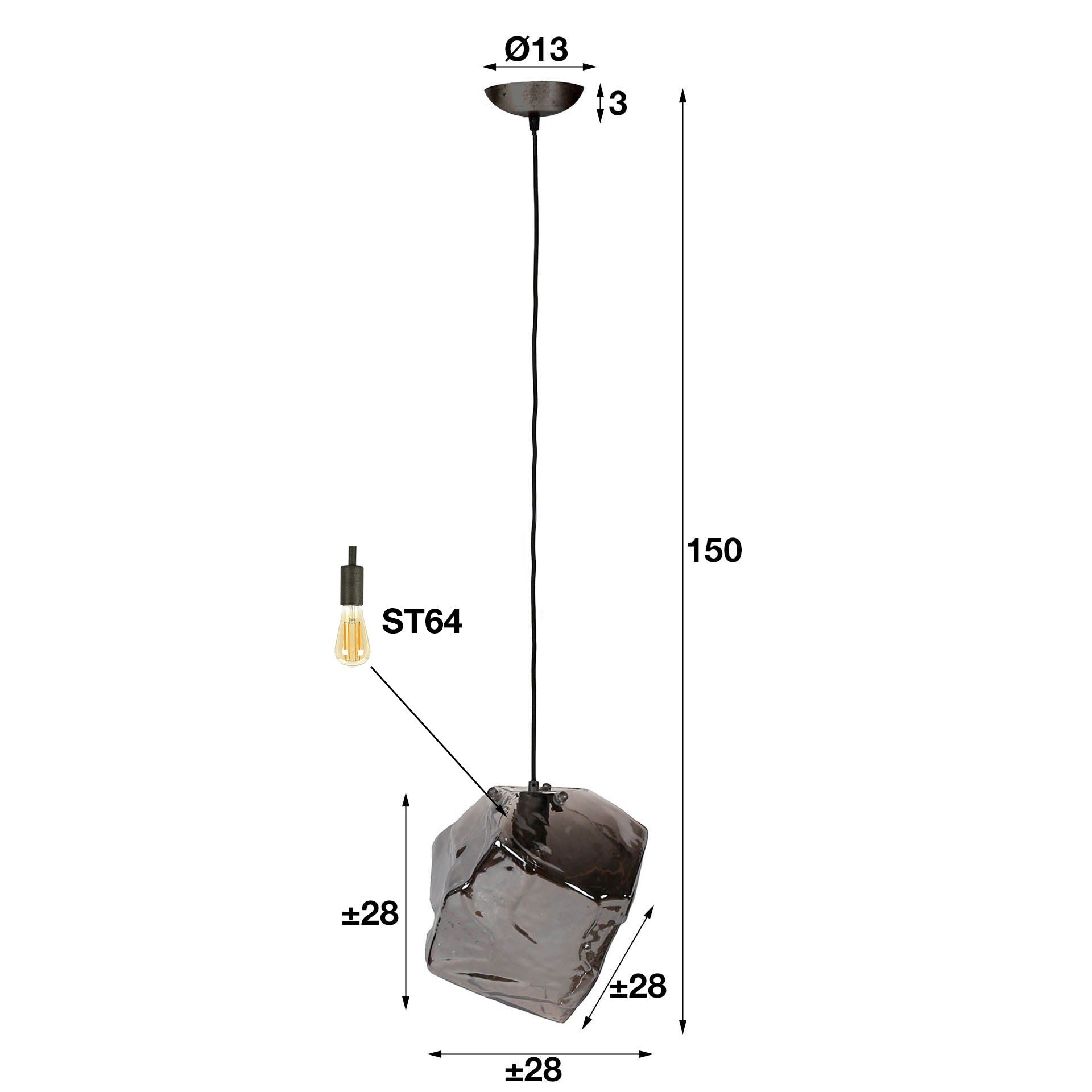 Hanglamp Rock 1-lichts / Chroom glas – afbeelding 4
