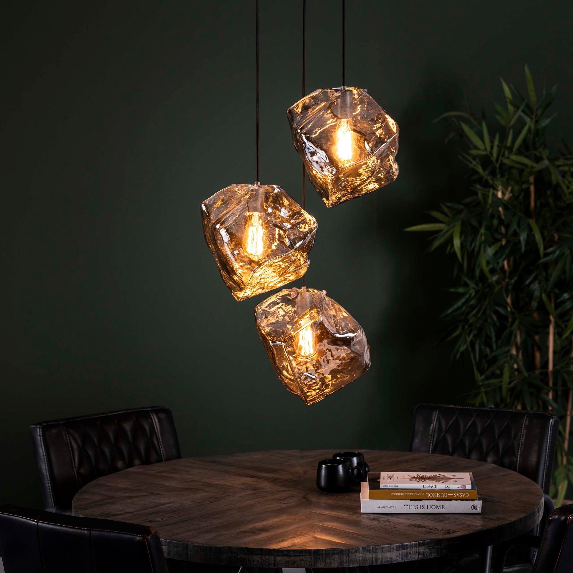 Hanglamp Rock getrapt 3-lichts / Chroom glas – afbeelding 1
