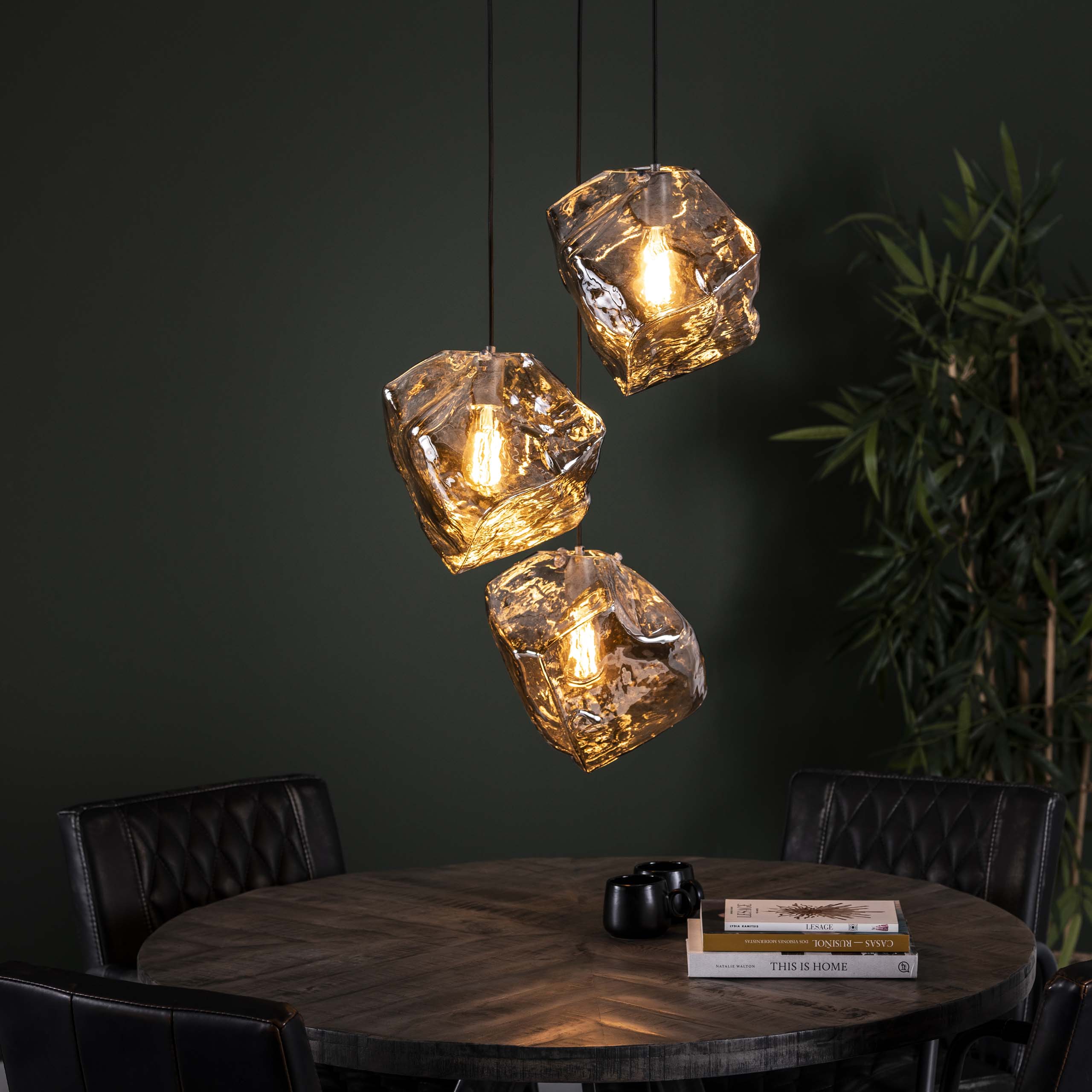 Hanglamp Rock getrapt 3-lichts / Chroom glas – afbeelding 1