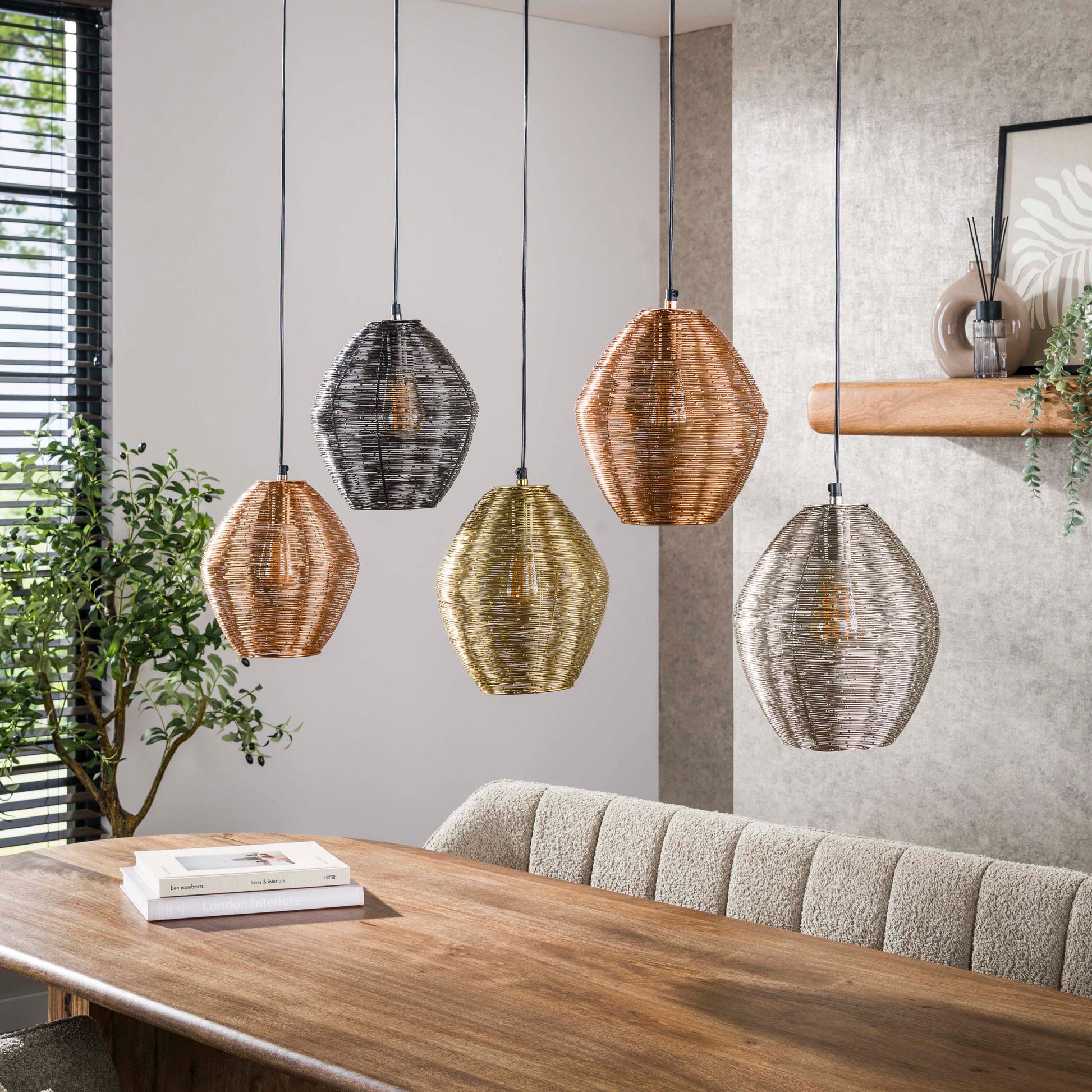 Hanglamp Web 5-lichts / Mat nikkel mix – afbeelding 2