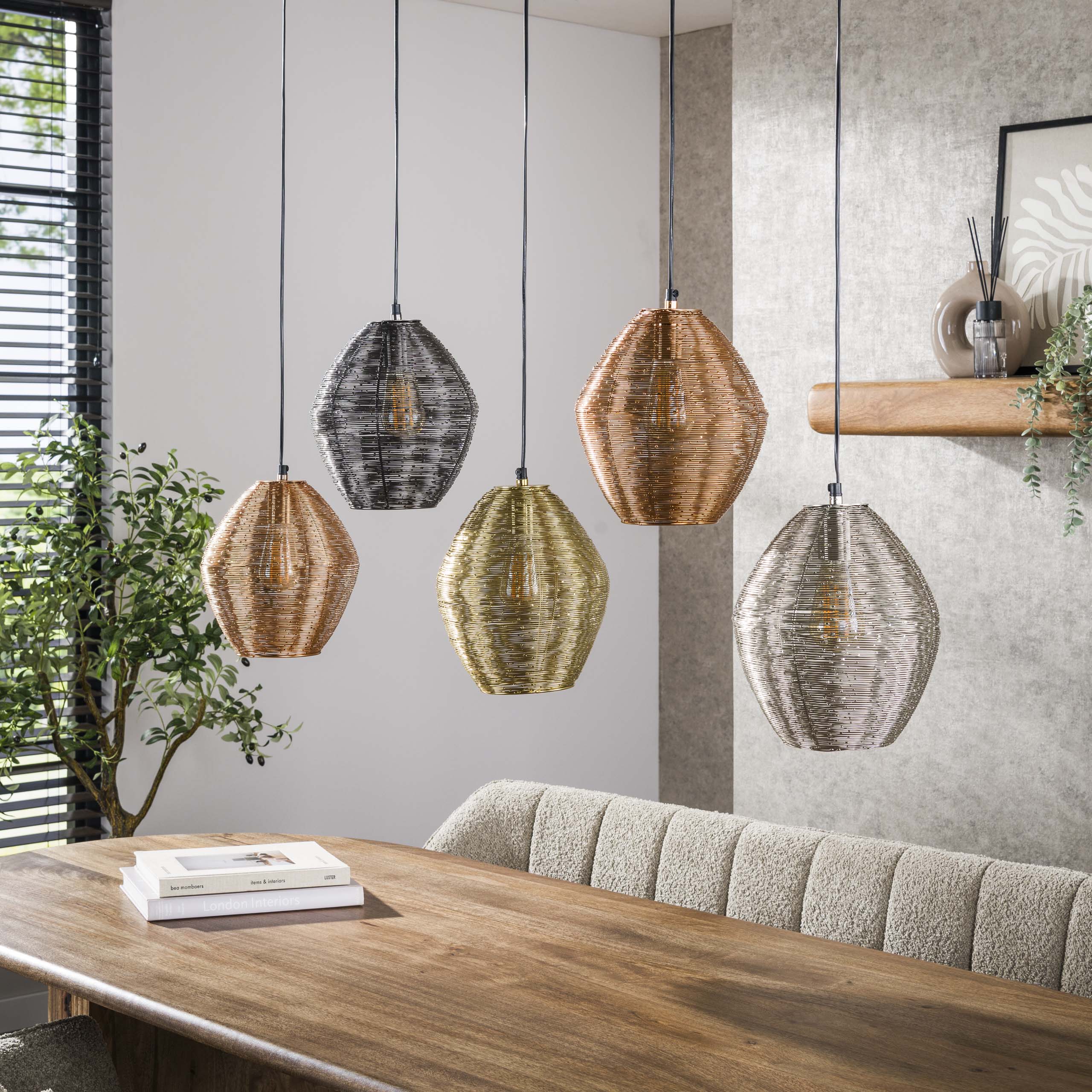 Hanglamp Web 5-lichts / Mat nikkel mix – afbeelding 2