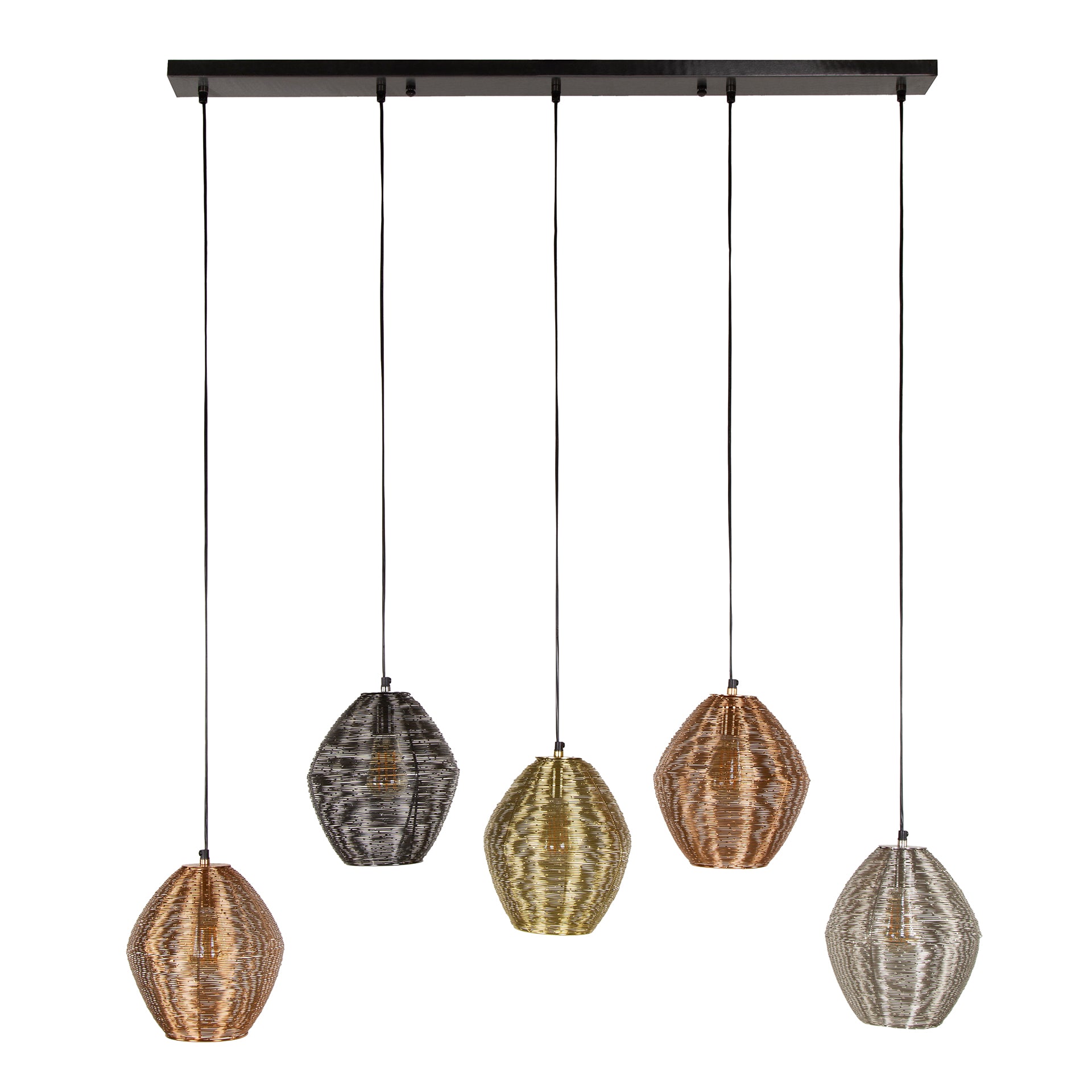 Hanglamp Web 5-lichts / Mat nikkel mix – afbeelding 5