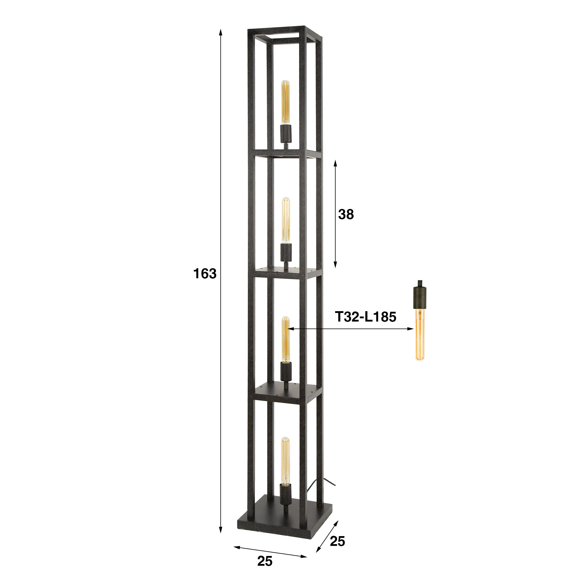 Vloerlamp Quadra 4-lichts / Artic zwart – afbeelding 5