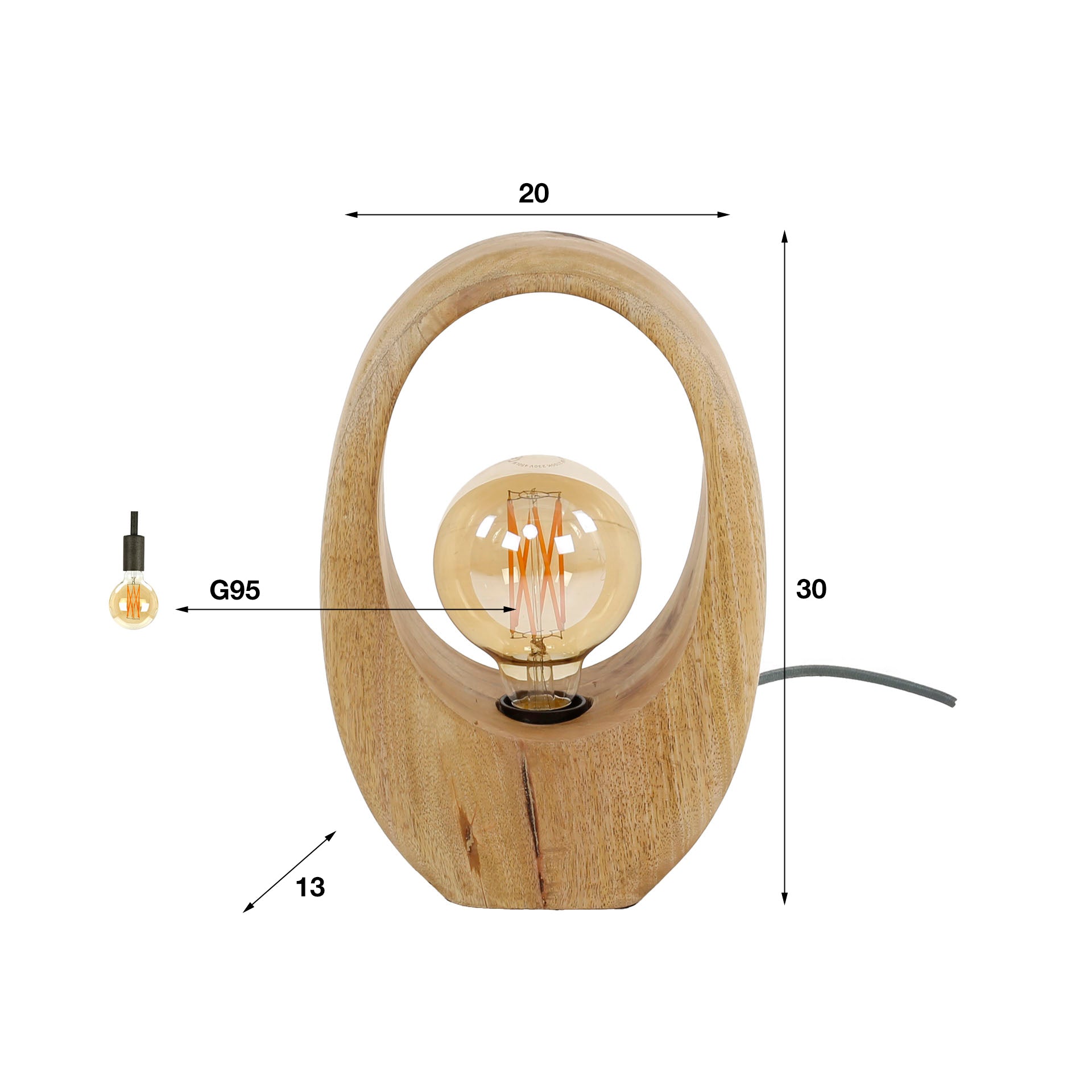 Tafellamp Arch Wood 1-lichts / Massief mango – afbeelding 6