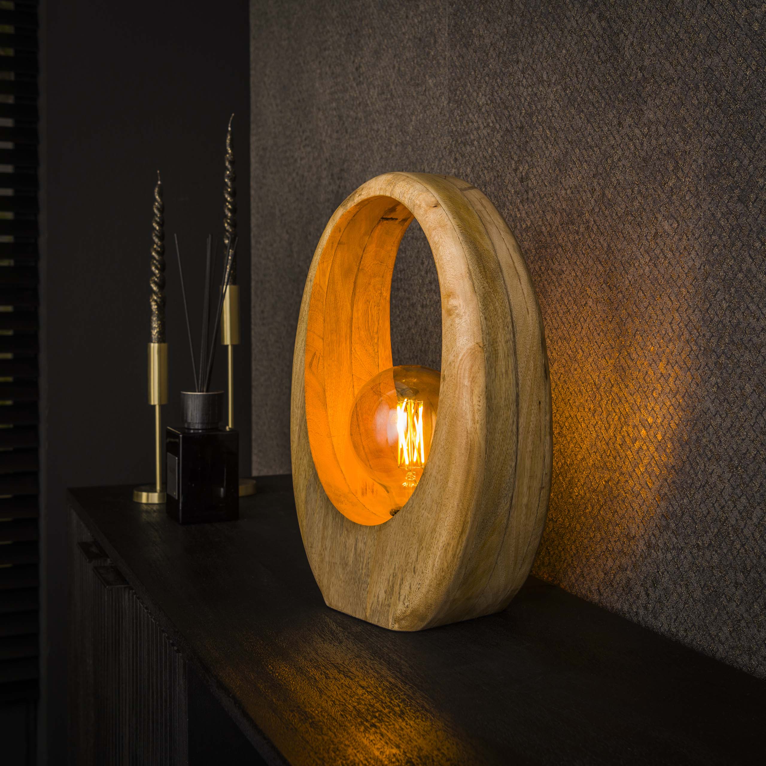Tafellamp Arch Wood L 1-lichts / Massief mango – afbeelding 1
