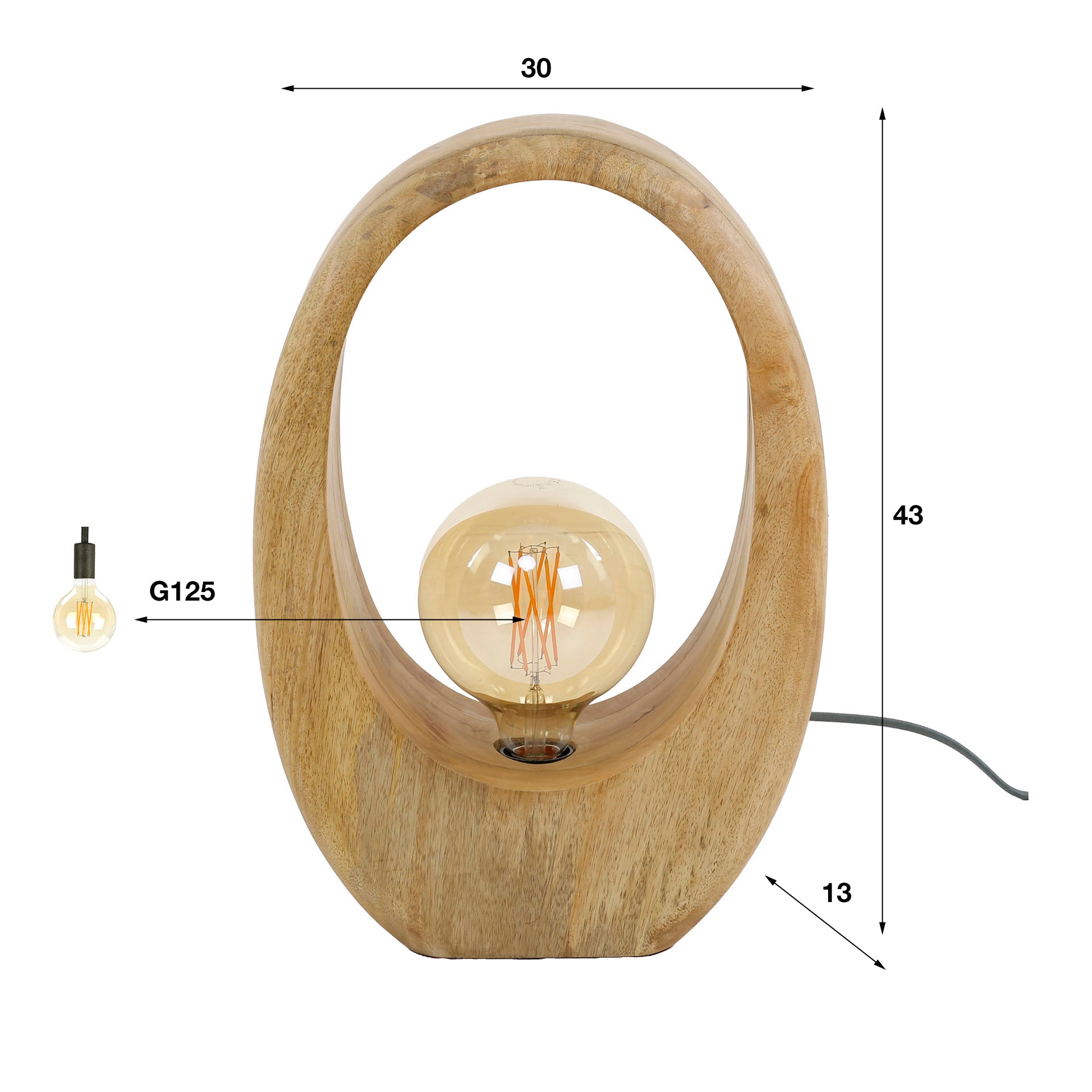 Tafellamp Arch Wood L 1-lichts / Massief mango – afbeelding 6