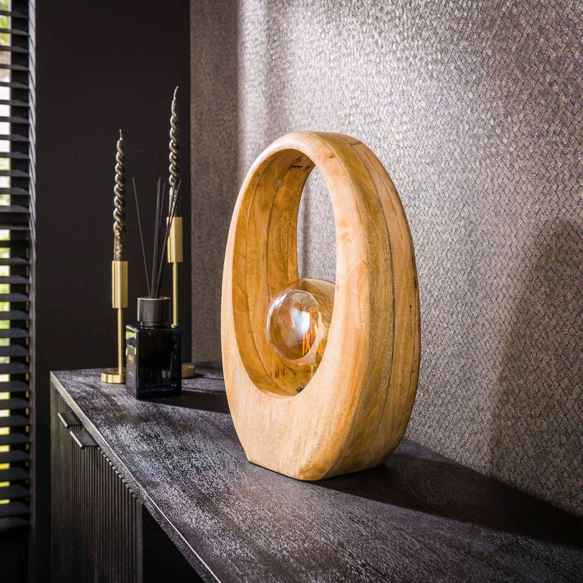 Tafellamp Arch Wood L 1-lichts / Massief mango – afbeelding 2