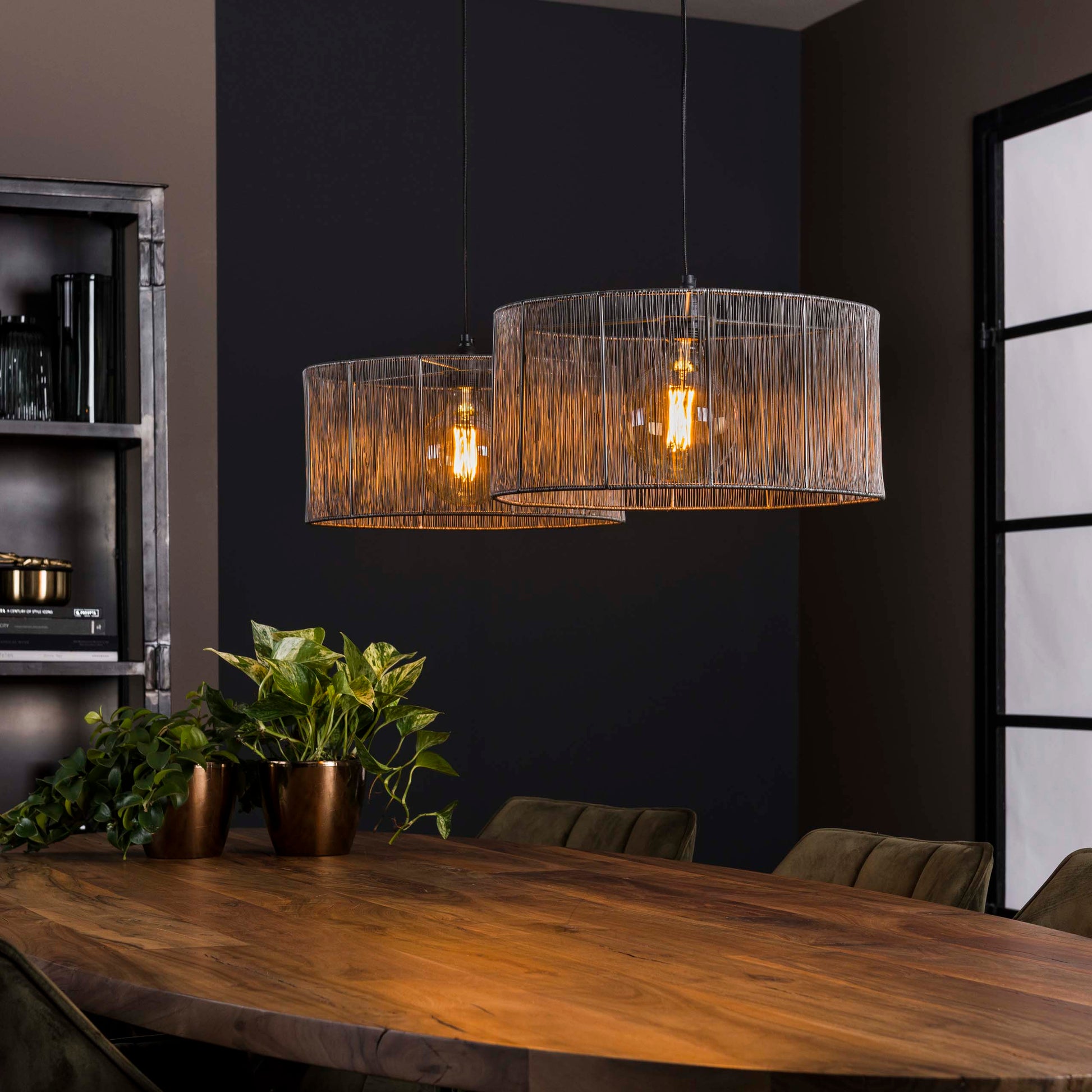 Hanglamp Stringshade 2-lichts / Zwart nikkel – afbeelding 1