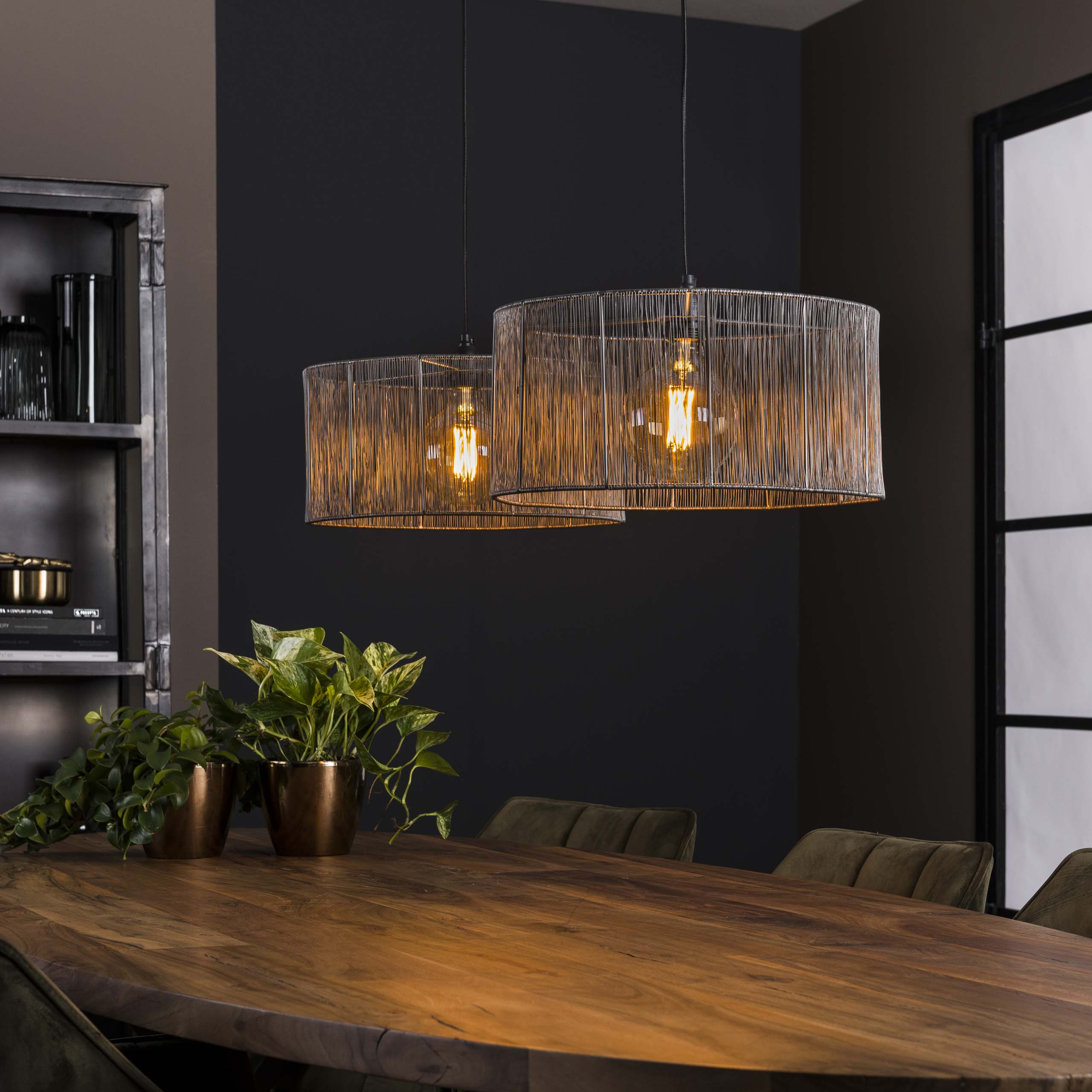 Hanglamp Stringshade 2-lichts / Zwart nikkel – afbeelding 1
