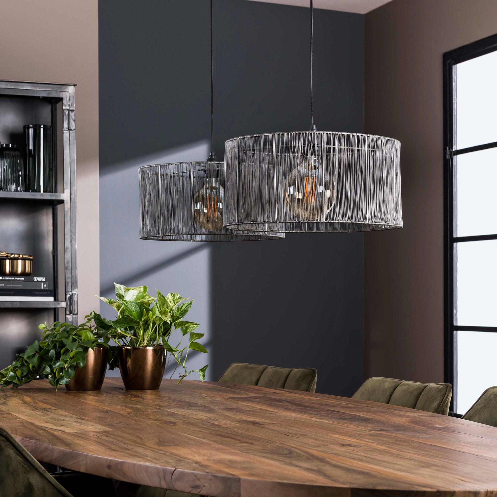 Hanglamp Stringshade 2-lichts / Zwart nikkel – afbeelding 2