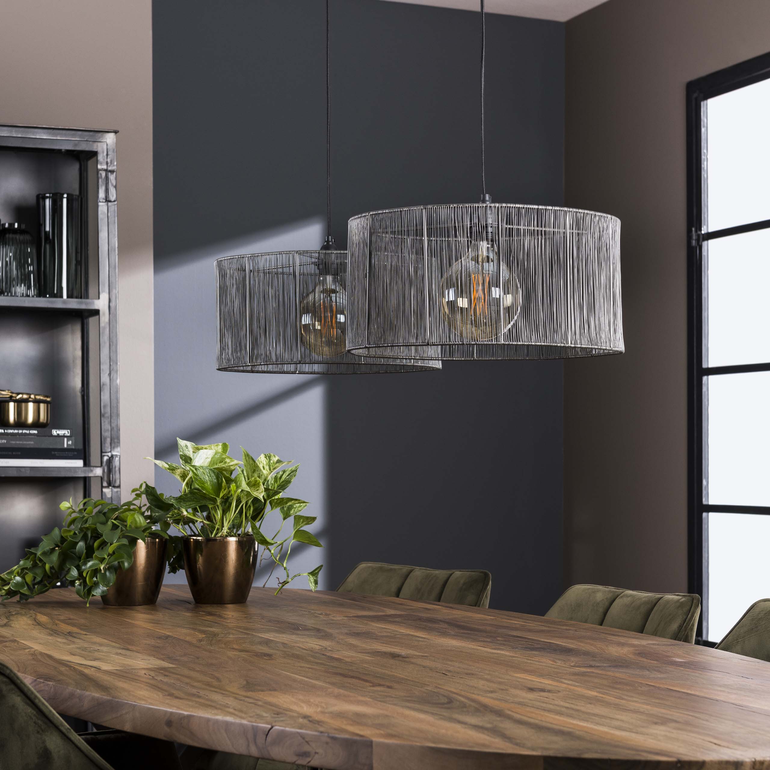 Hanglamp Stringshade 2-lichts / Zwart nikkel – afbeelding 2