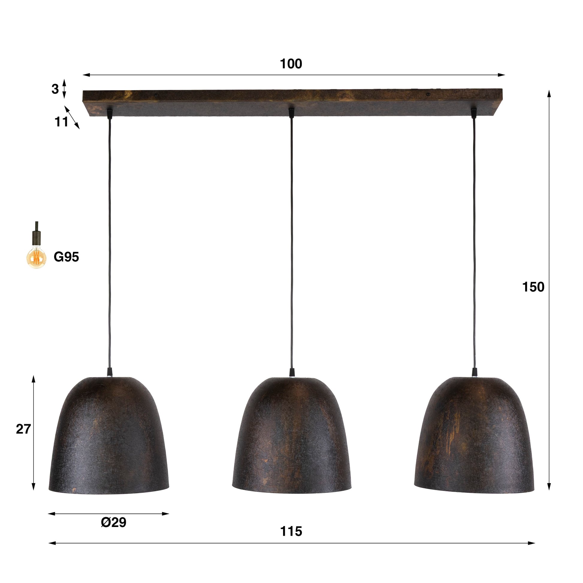 Hanglamp Nova 3-lichts / Smoked brown – afbeelding 6