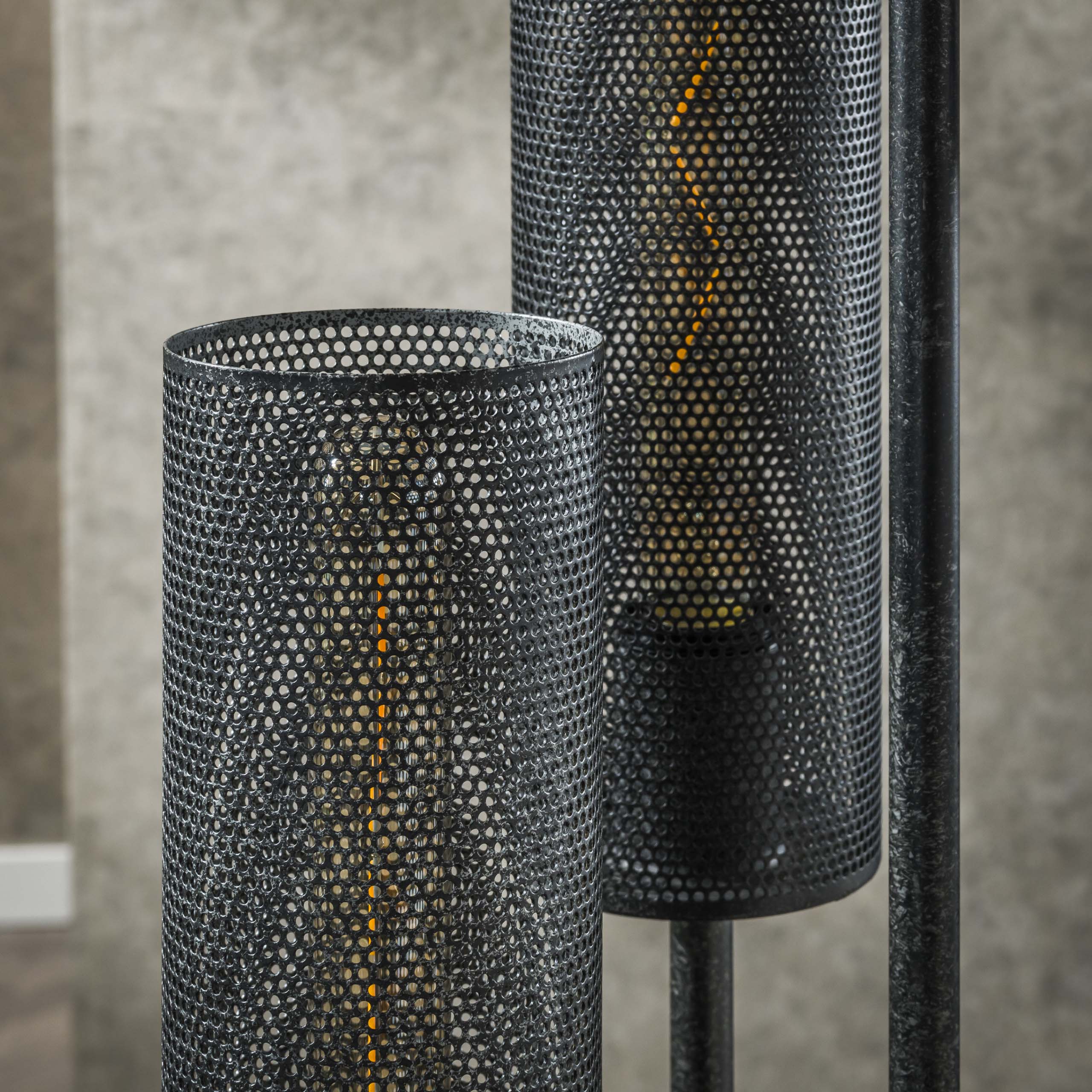 Vloerlamp Tube Mesh getrapt 5-lichts / Artic zwart – afbeelding 3