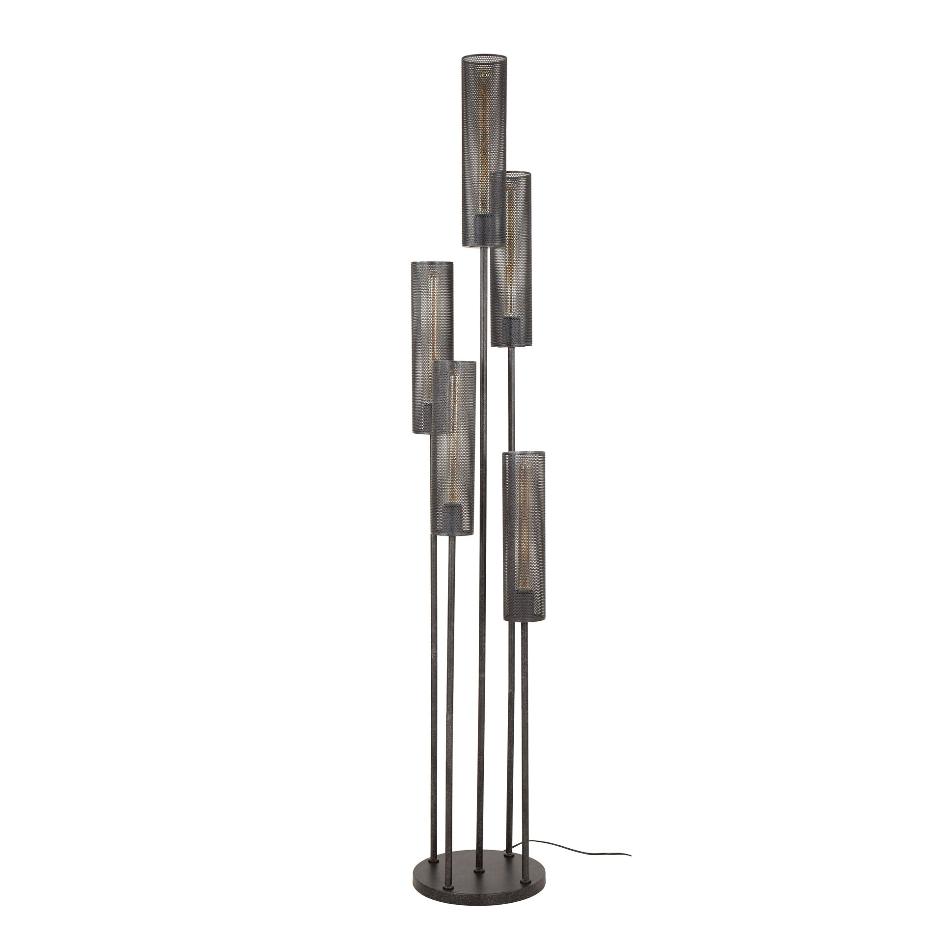 Vloerlamp Tube Mesh getrapt 5-lichts / Artic zwart – afbeelding 4