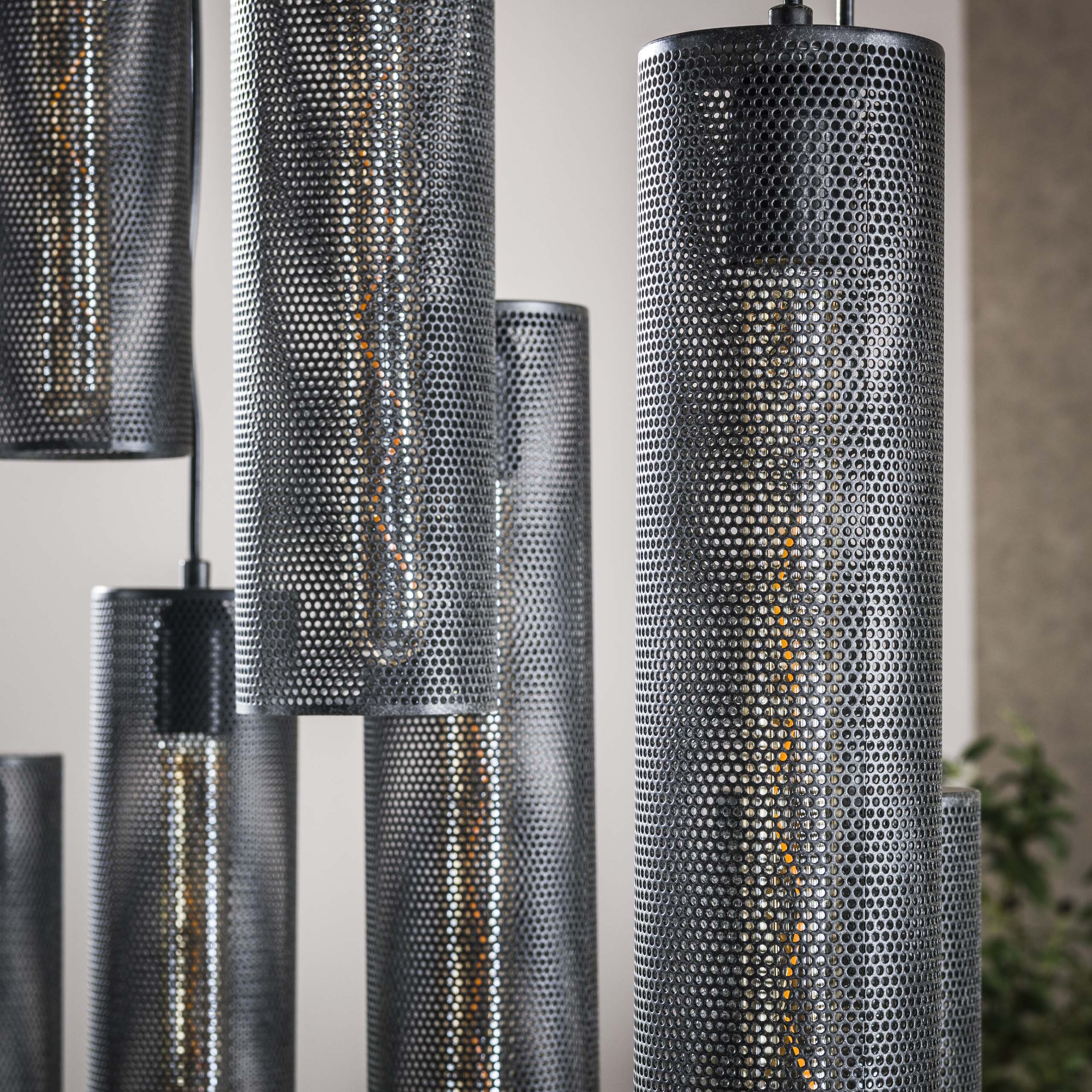 Hanglamp Tube Mesh 5+4-lichts / Artic zwart – afbeelding 3