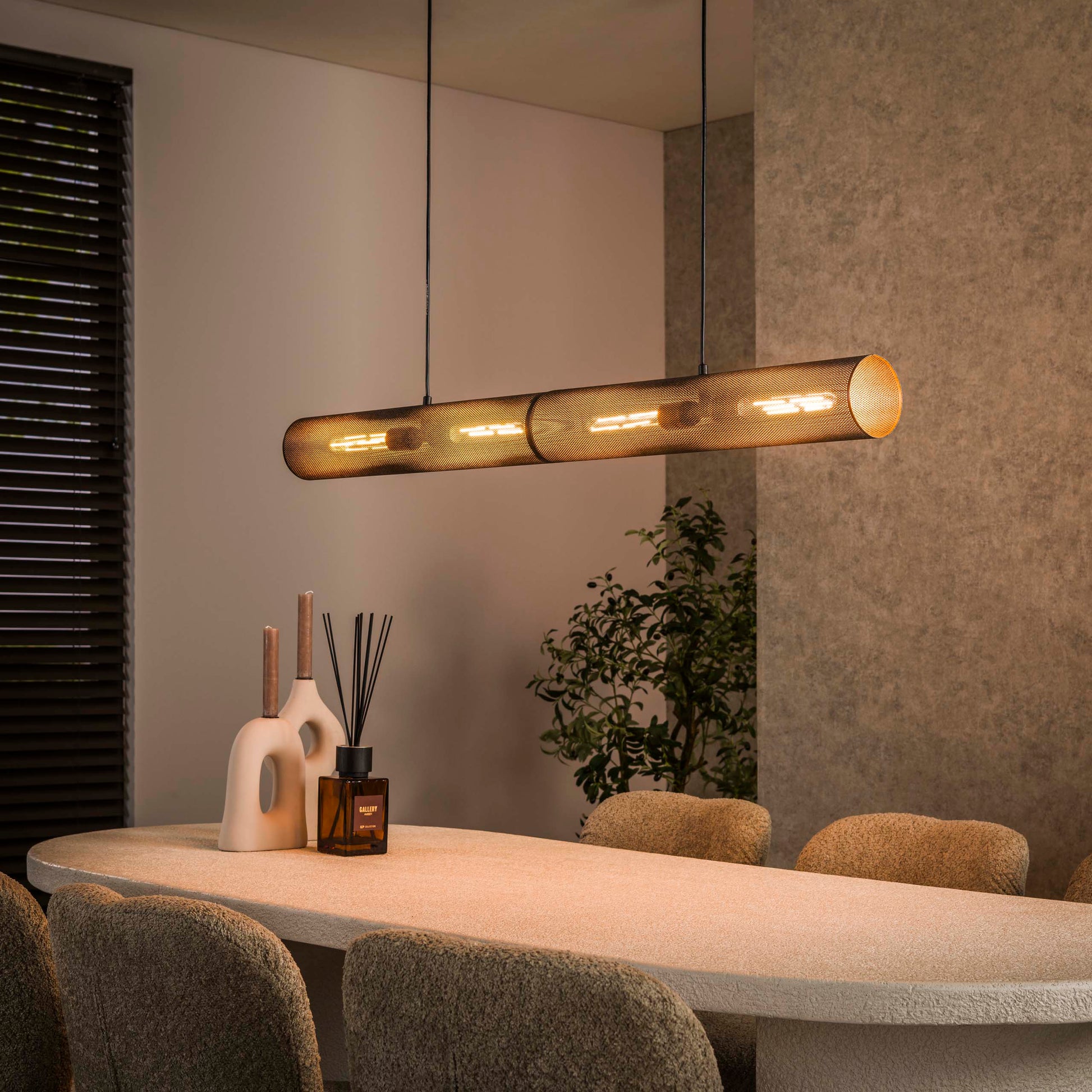 Hanglamp Tube Mesh 4-lichts 120cm / Artic zwart – afbeelding 1