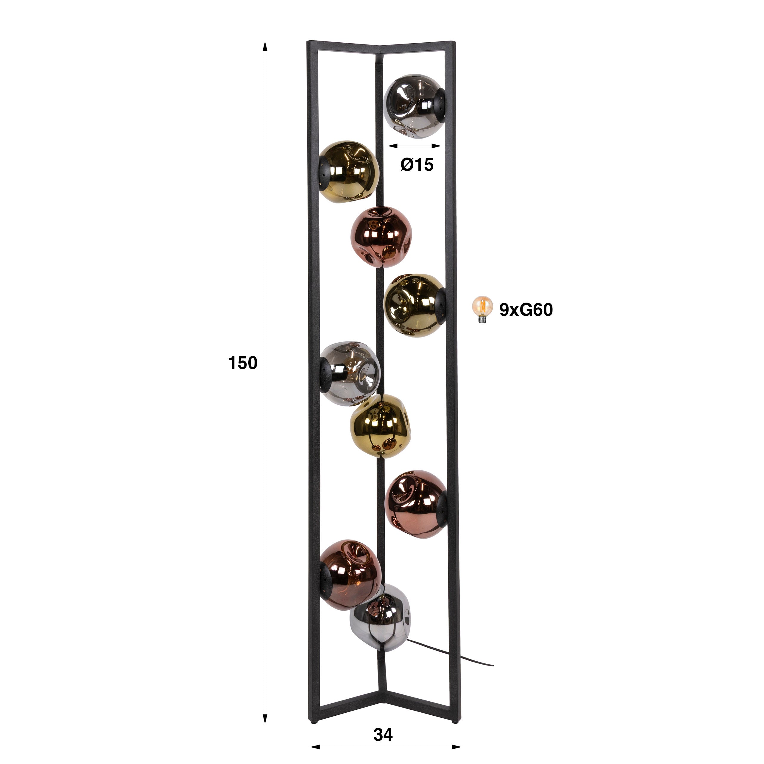 Vloerlamp Stellar 9-lichts / Artic zwart – afbeelding 5