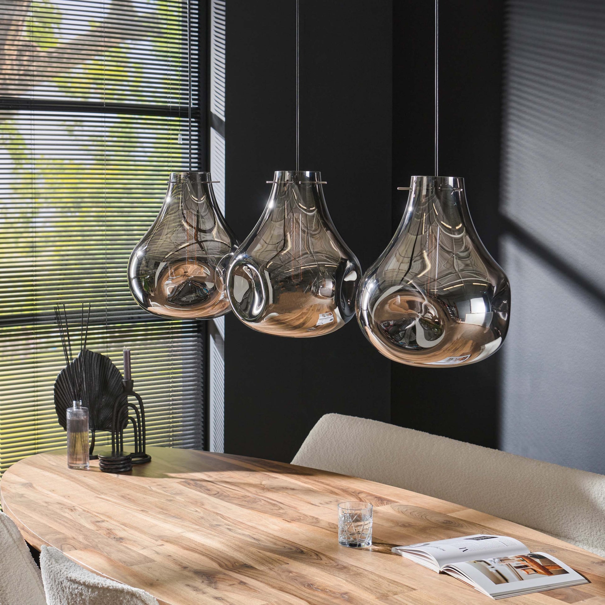 Hanglamp Dent Glass 3-lichts / Artic zwart – afbeelding 1
