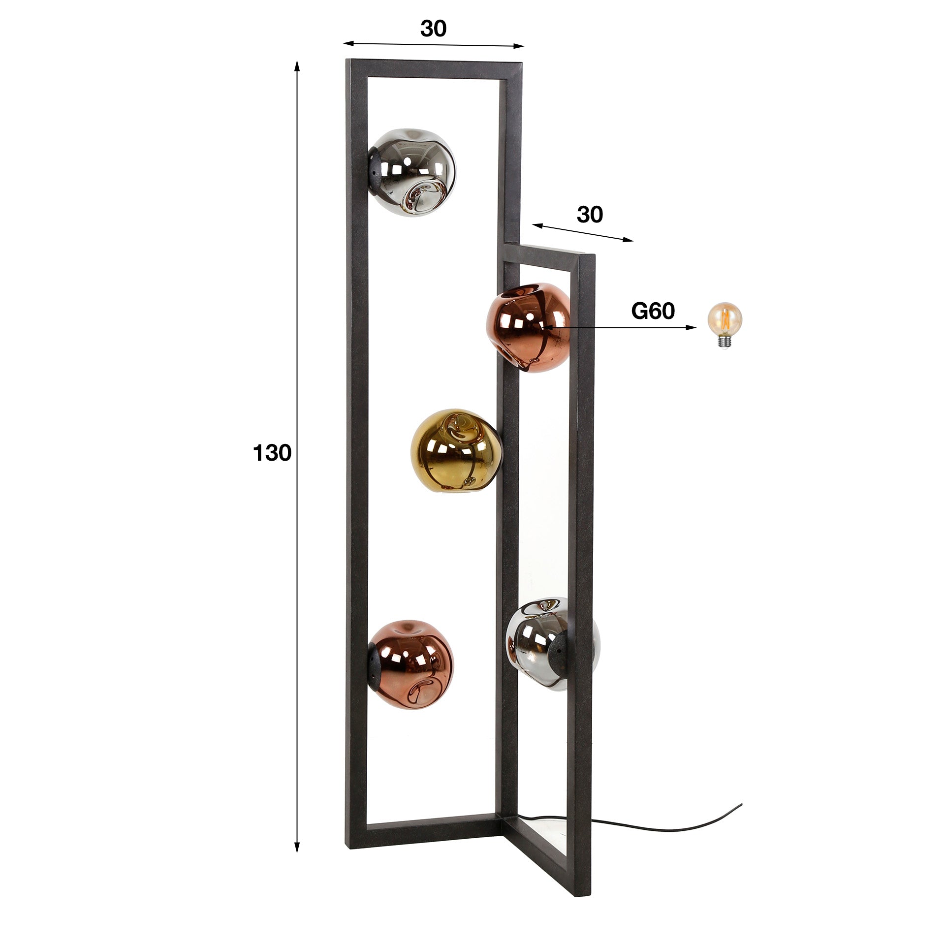 Vloerlamp Stellar 5-lichts / Artic zwart – afbeelding 5