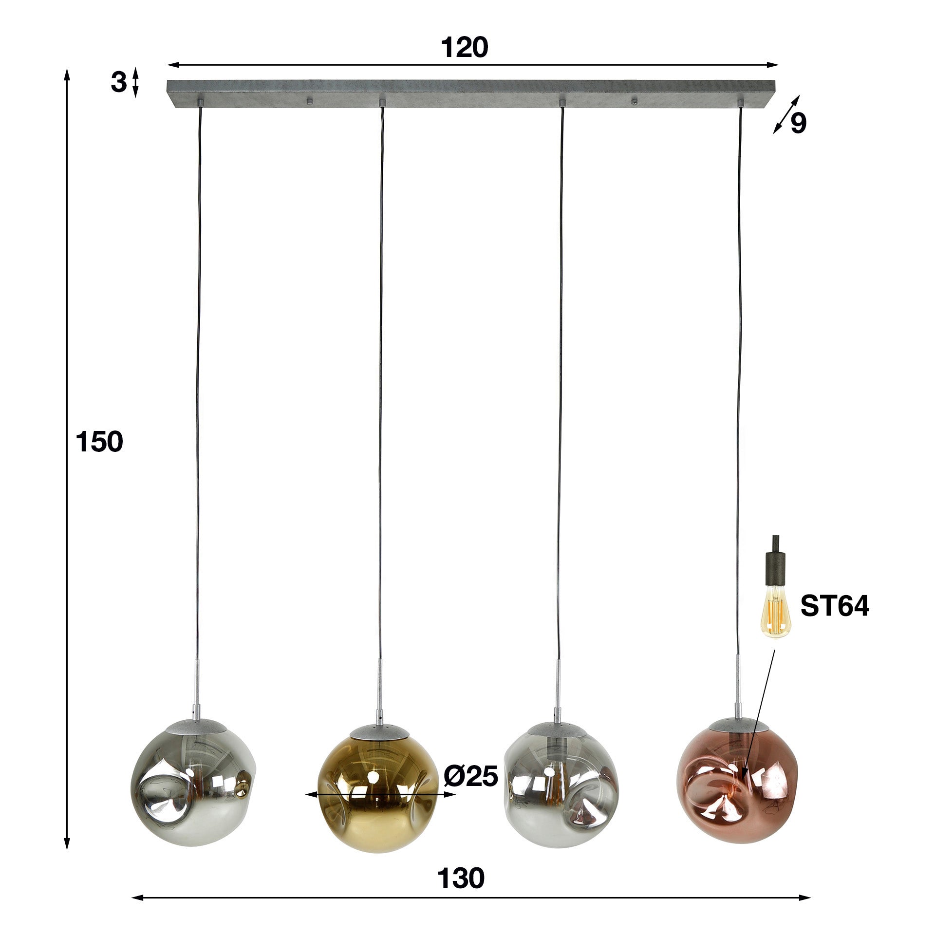 Hanglamp Stellar 4-lichts / Oud zilver – afbeelding 6