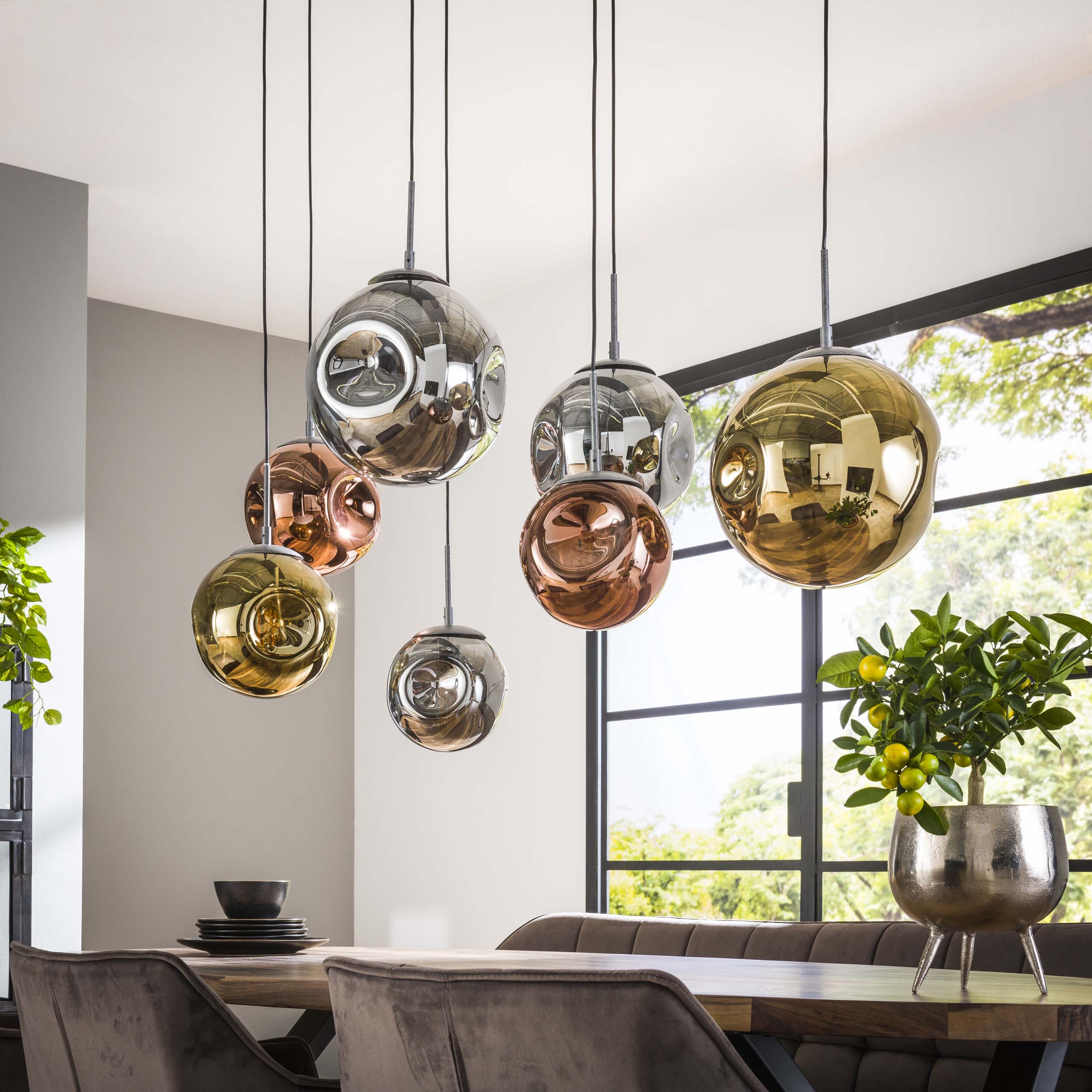 Hanglamp Stellar 4+3-lichts / Oud zilver – afbeelding 2