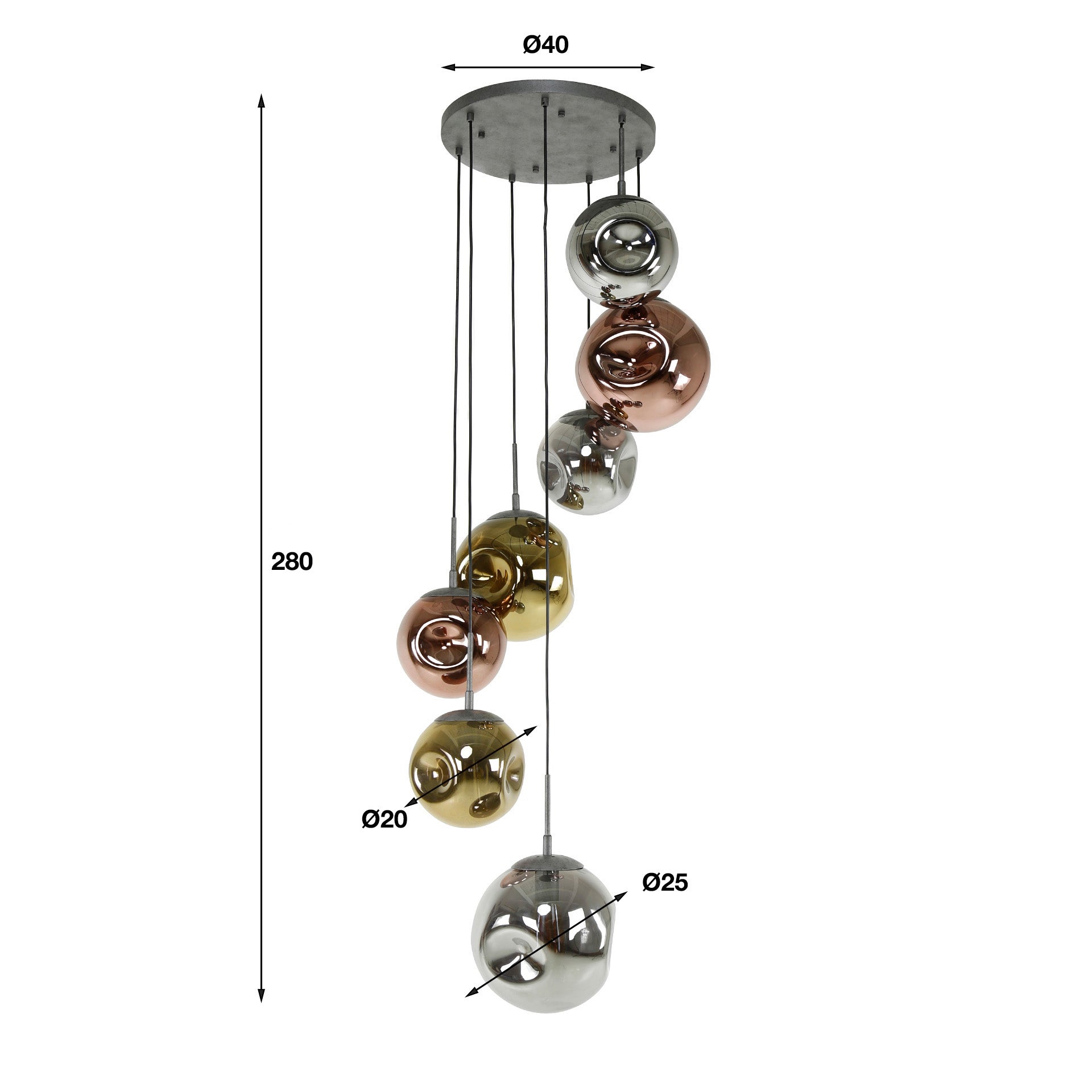 Hanglamp Stellar getrapt 7-lichts / Oud zilver – afbeelding 10
