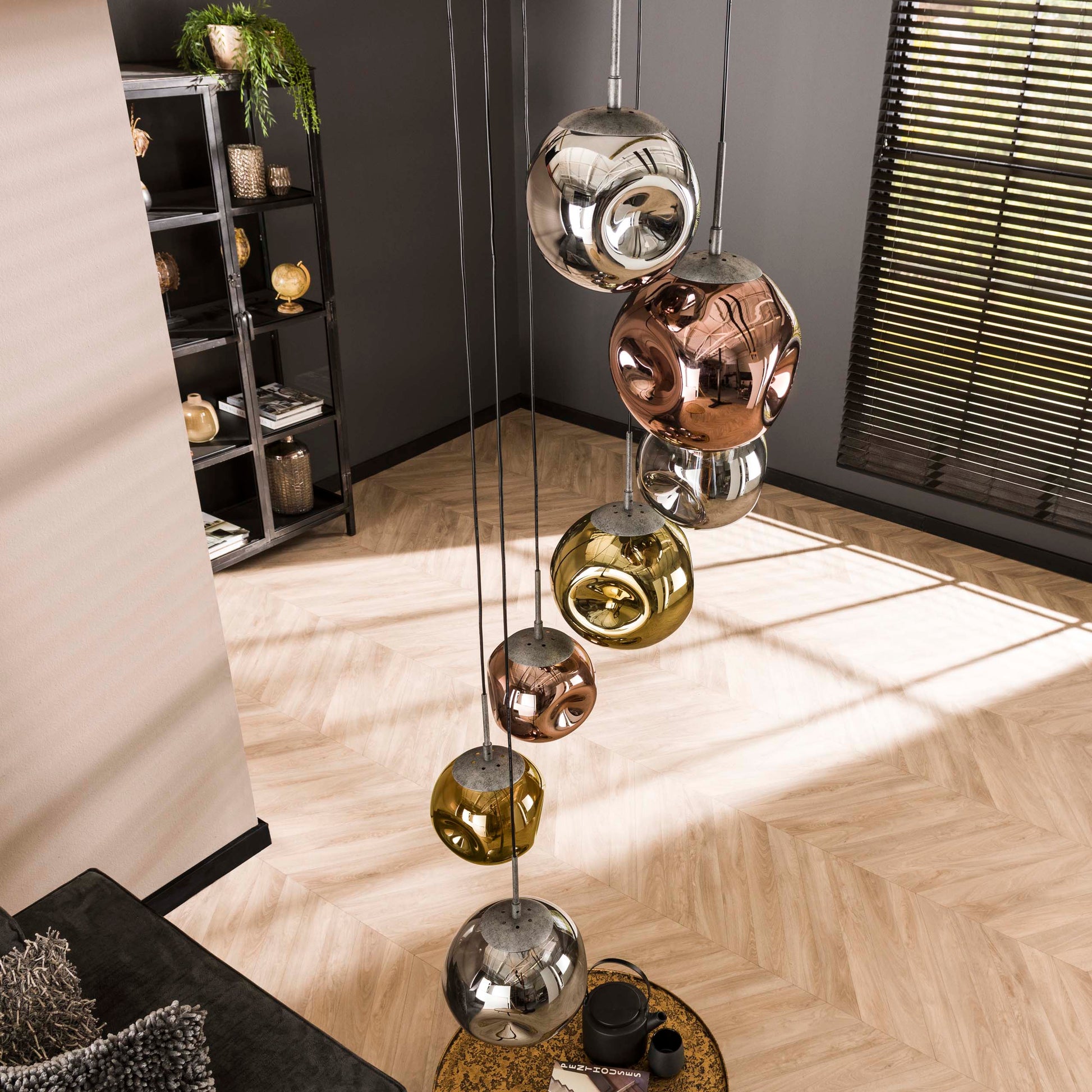 Hanglamp Stellar getrapt 7-lichts / Oud zilver – afbeelding 3