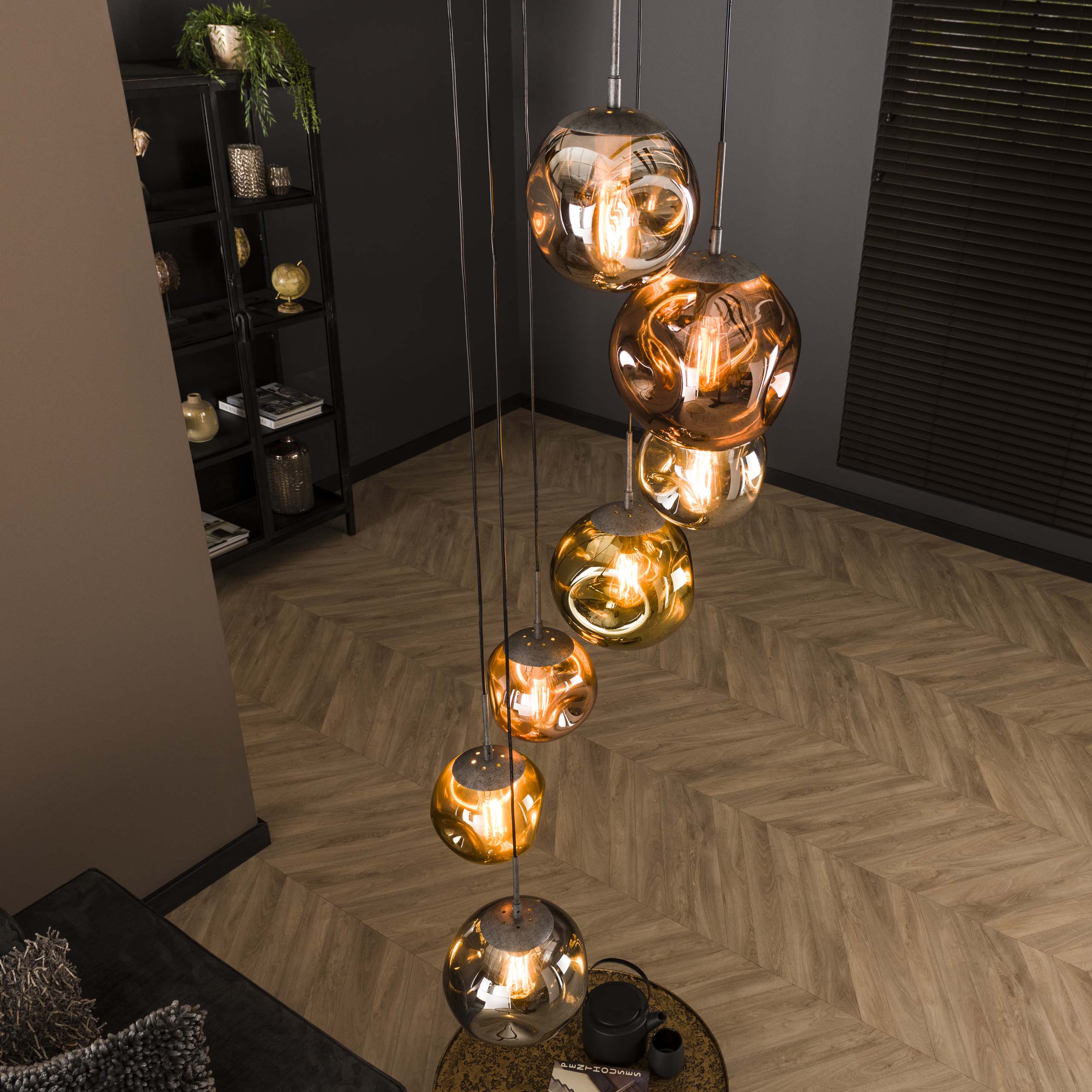 Hanglamp Stellar getrapt 7-lichts / Oud zilver – afbeelding 4