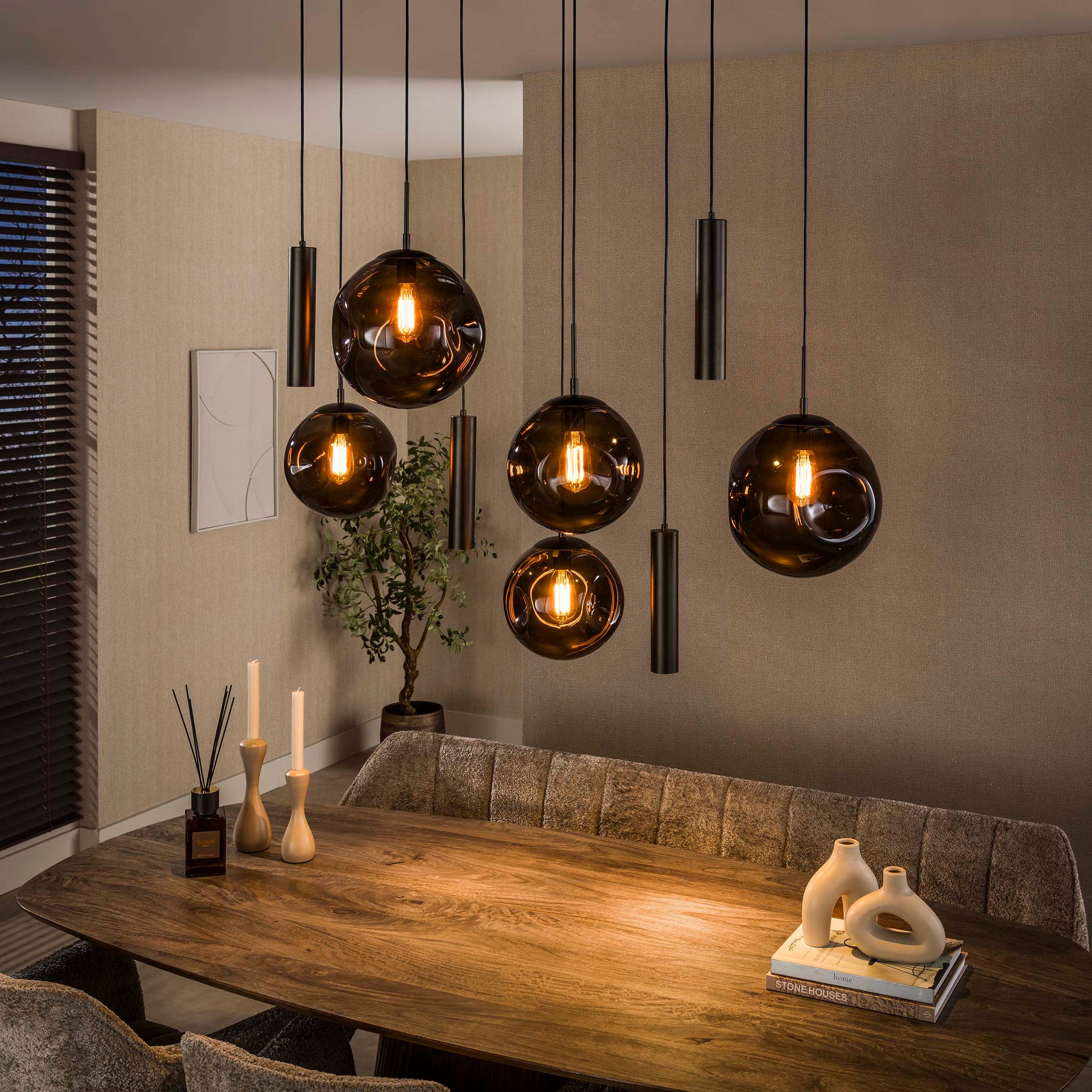 Hanglamp Stellar pendel 5+4-lichts / Sienna bruin – afbeelding 1