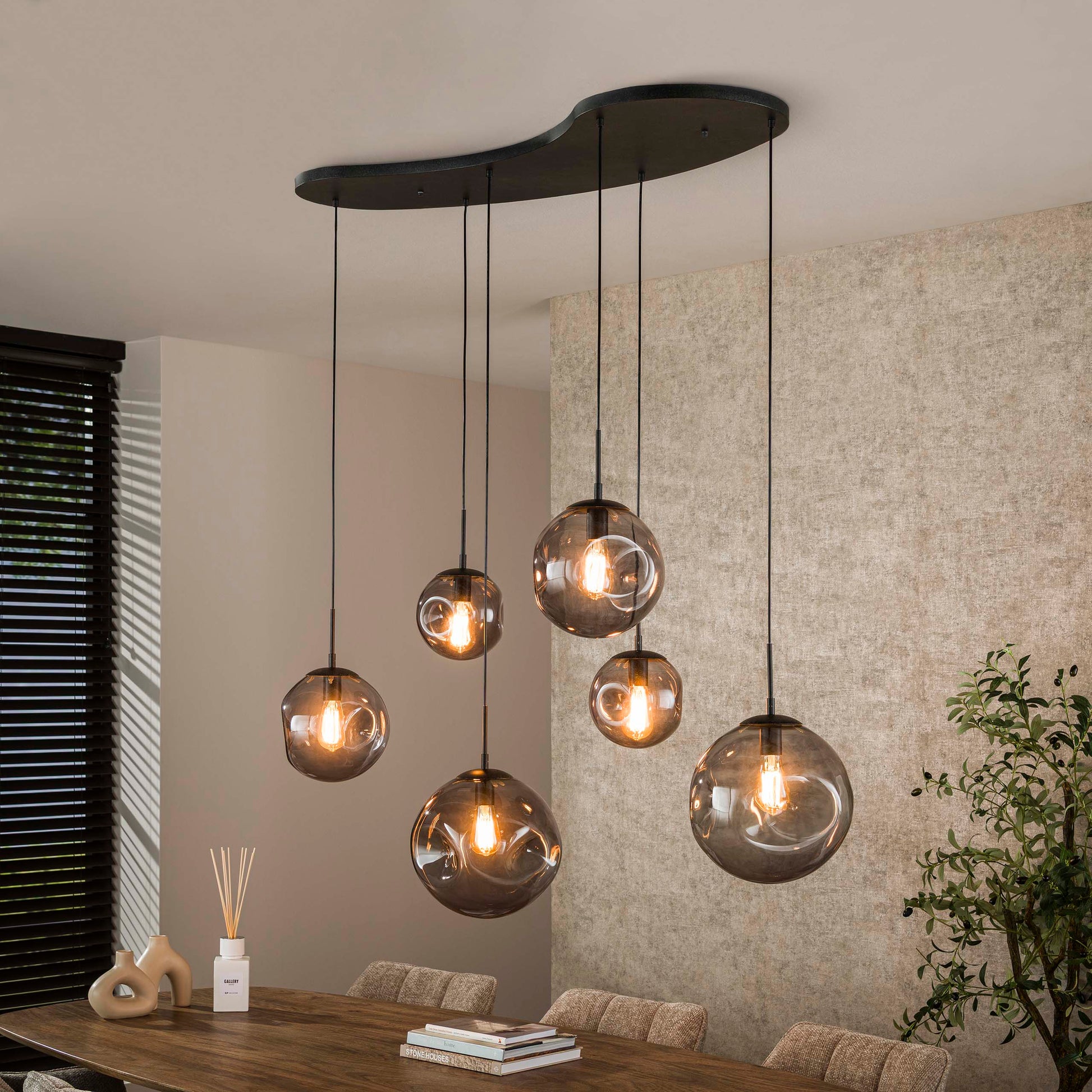 Hanglamp Stellar Black 6-lichts / Artic zwart – afbeelding 1