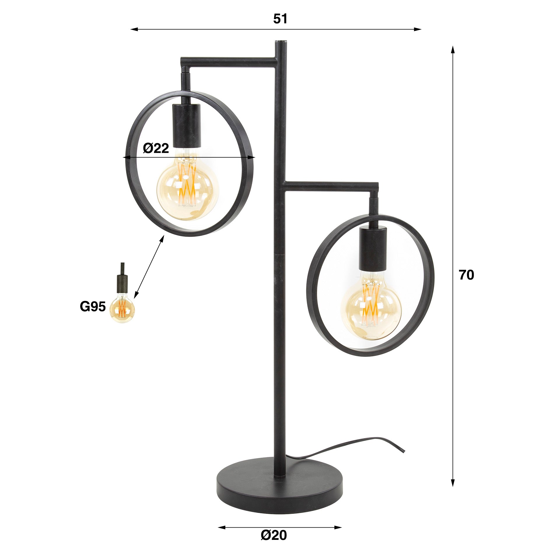 Tafellamp Ring 2-lichts / Charcoal – afbeelding 4