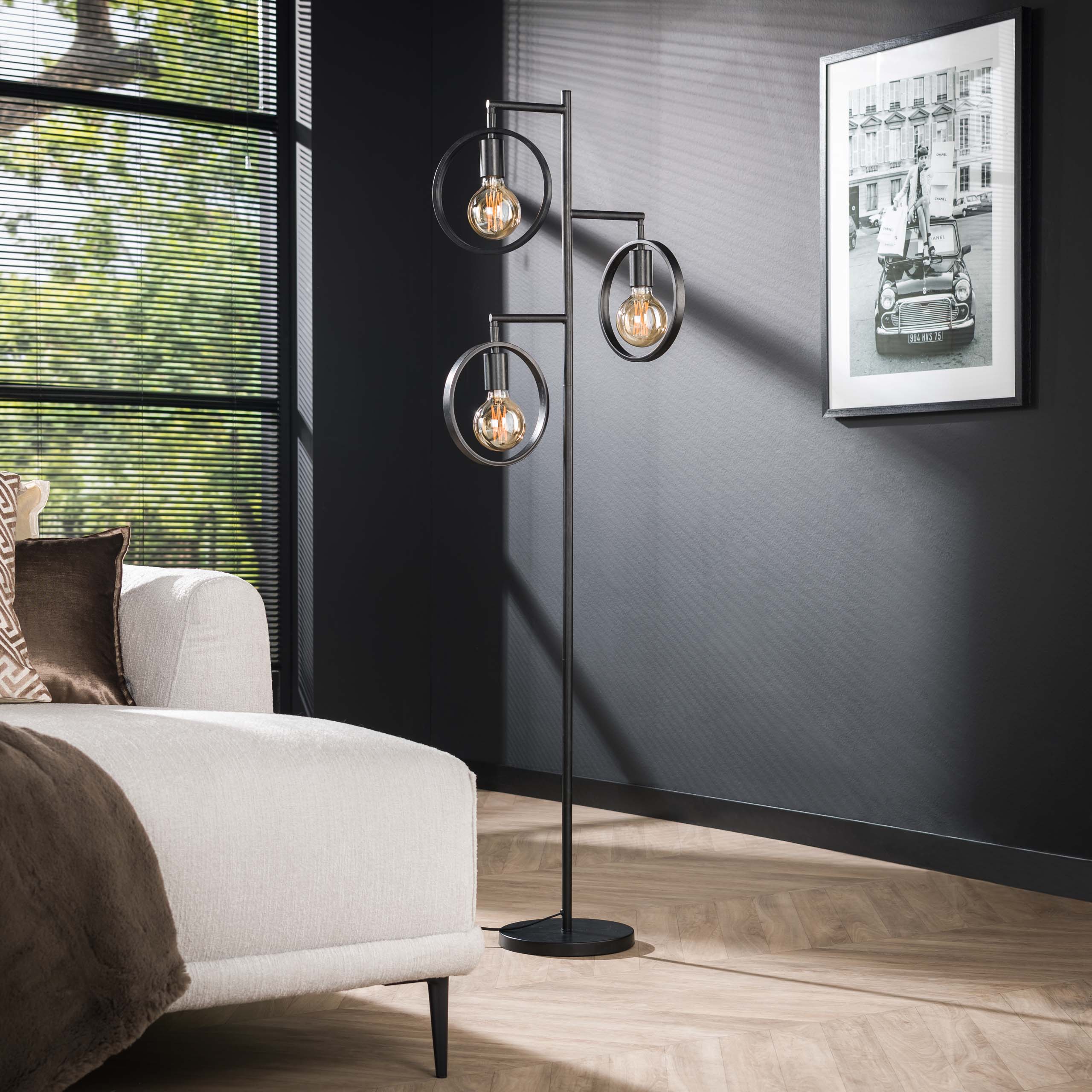 Vloerlamp Ring 3-lichts / Charcoal – afbeelding 1