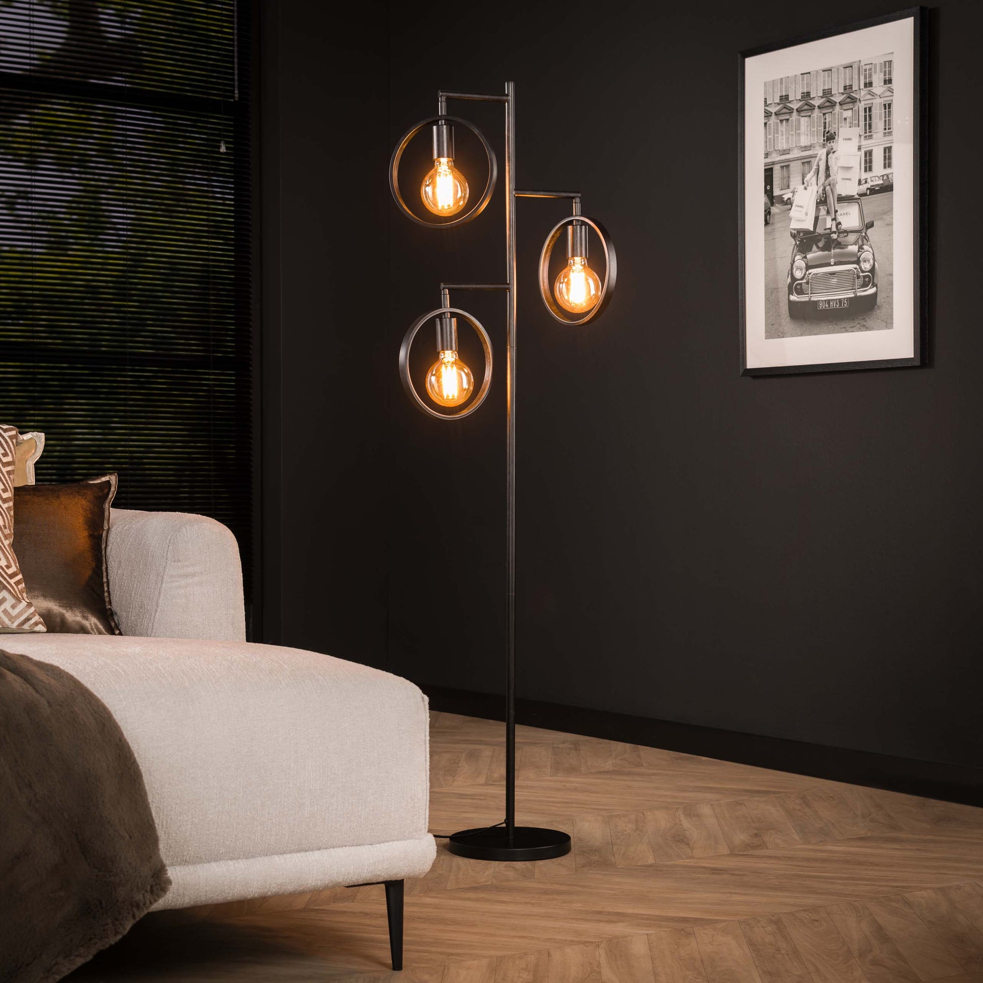 Vloerlamp Ring 3-lichts / Charcoal – afbeelding 2