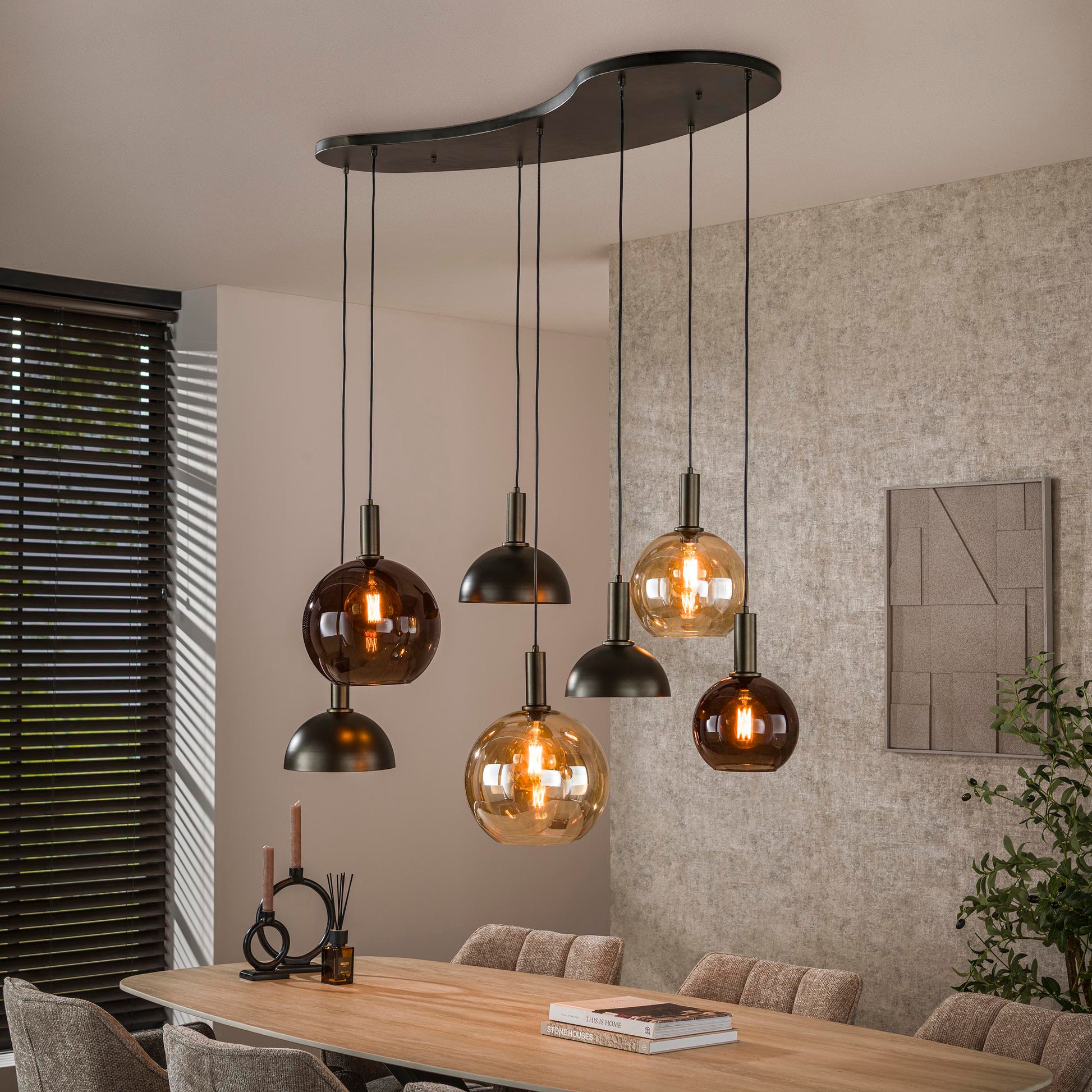 Hanglamp Cluster 4+3-lichts / Sienna bruin – afbeelding 1