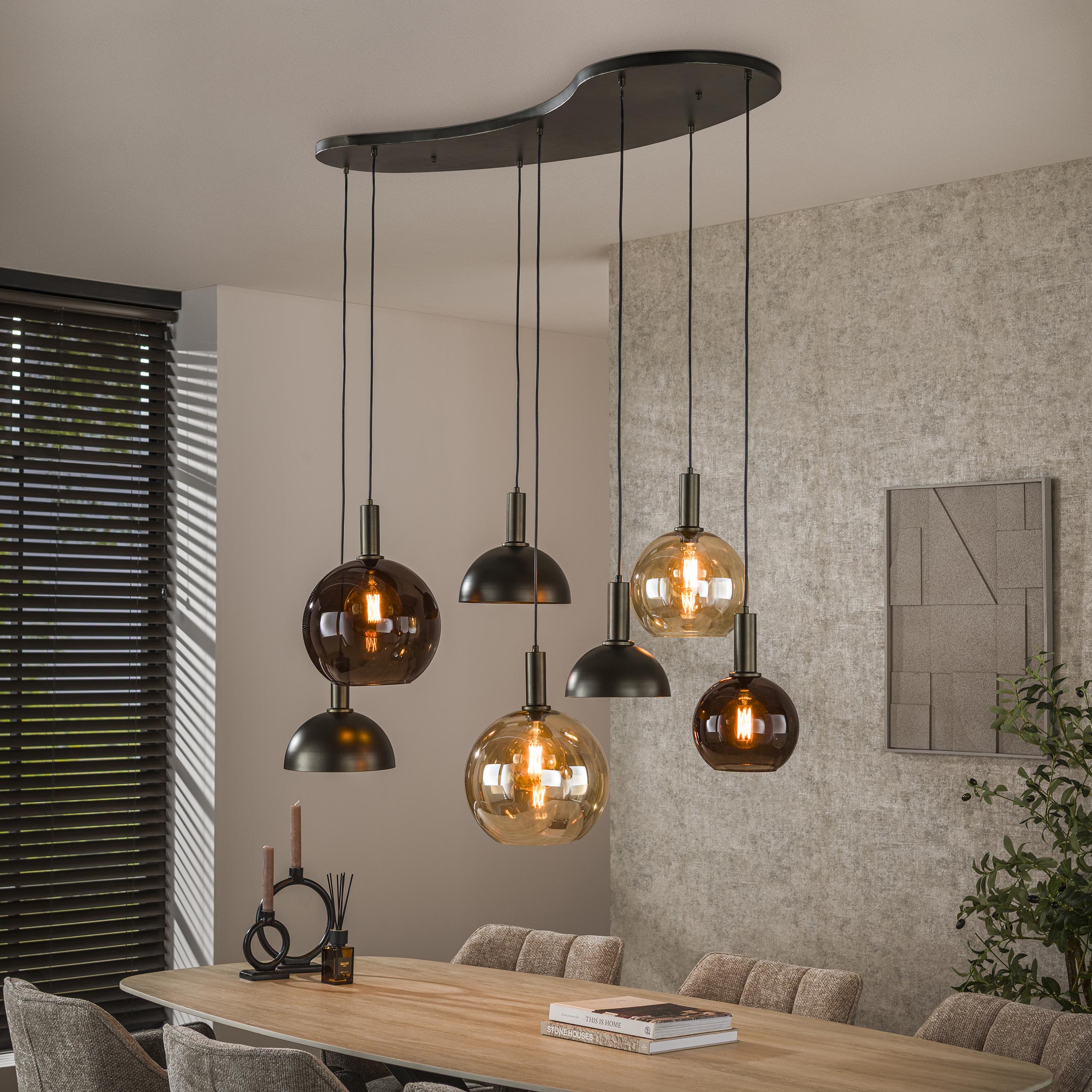 Hanglamp Cluster 4+3-lichts / Sienna bruin – afbeelding 1