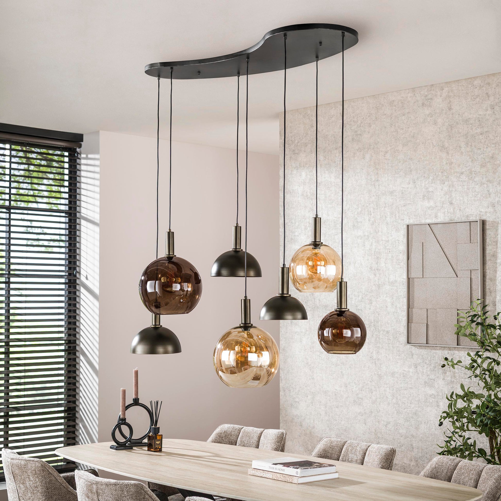 Hanglamp Cluster 4+3-lichts / Sienna bruin – afbeelding 2