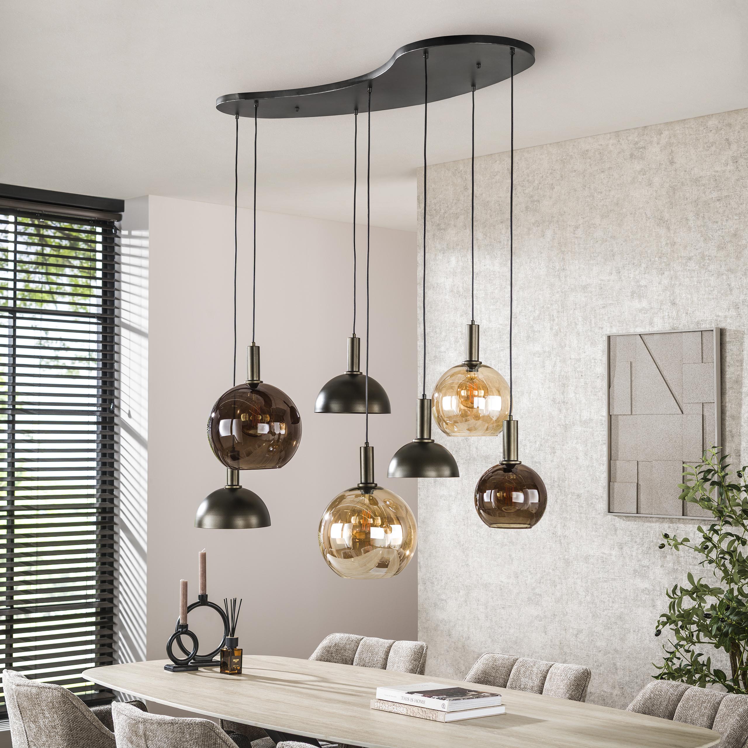 Hanglamp Cluster 4+3-lichts / Sienna bruin – afbeelding 2