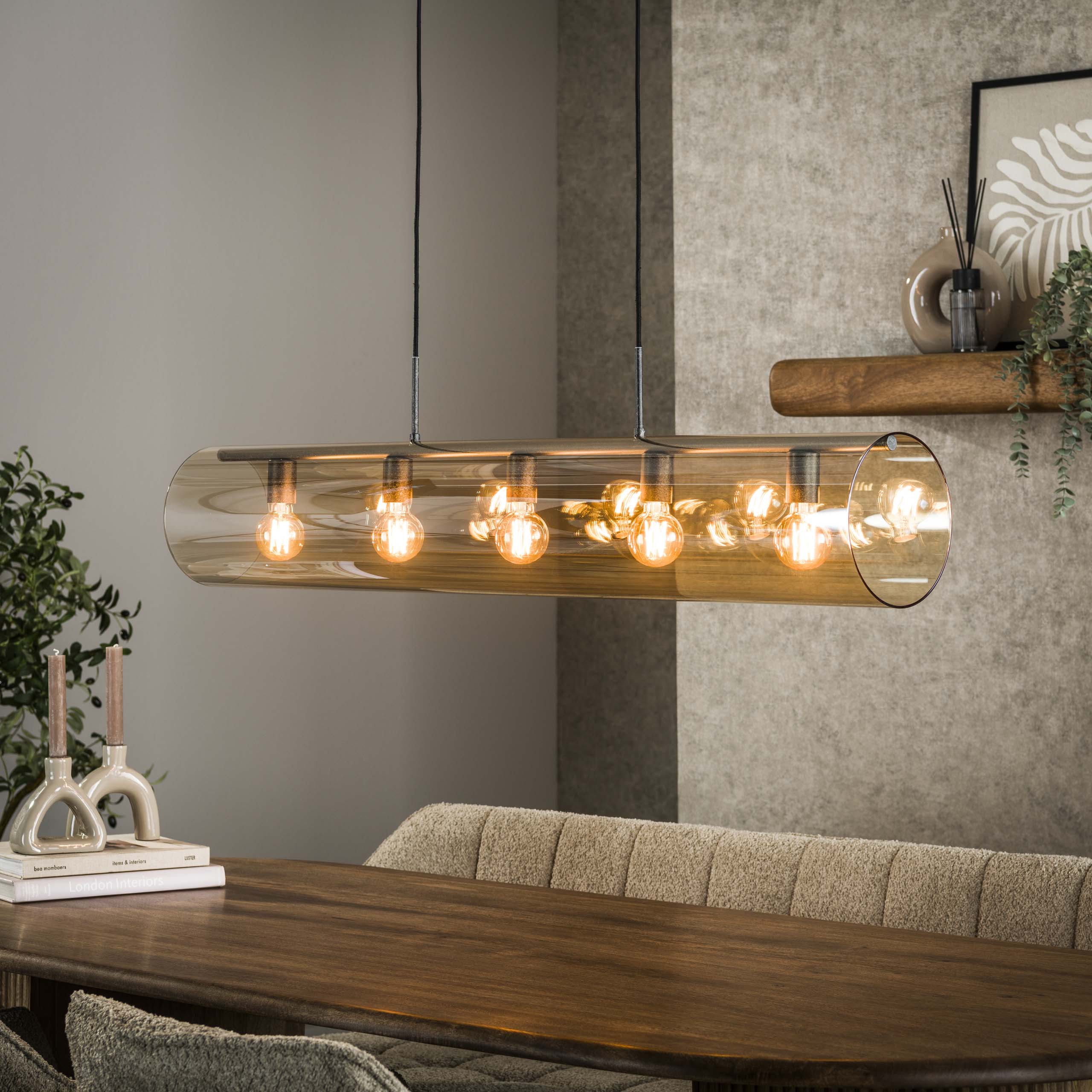 Hanglamp Tube Glass 5-lichts / Artic zwart – afbeelding 1