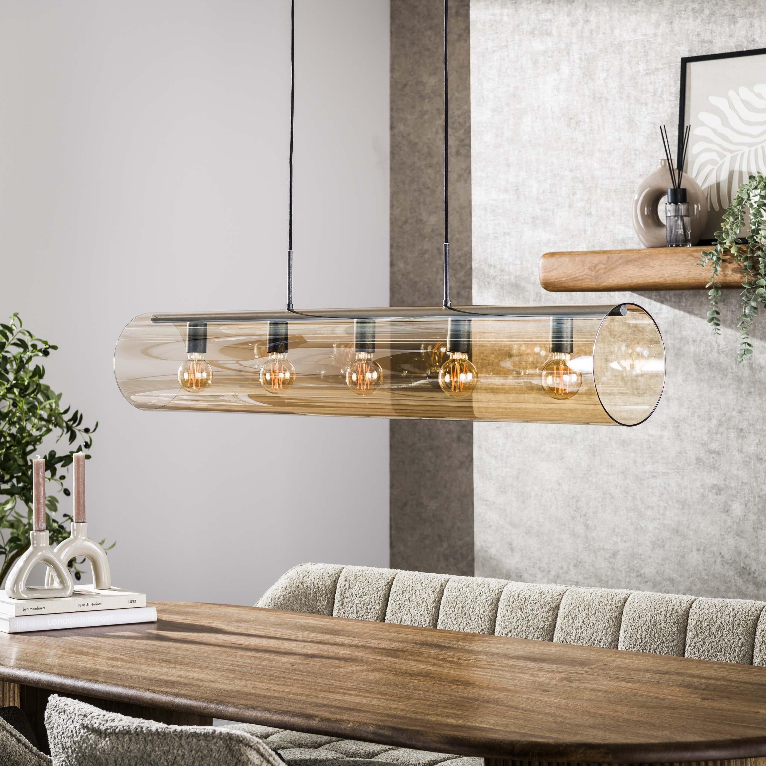 Hanglamp Tube Glass 5-lichts / Artic zwart – afbeelding 2