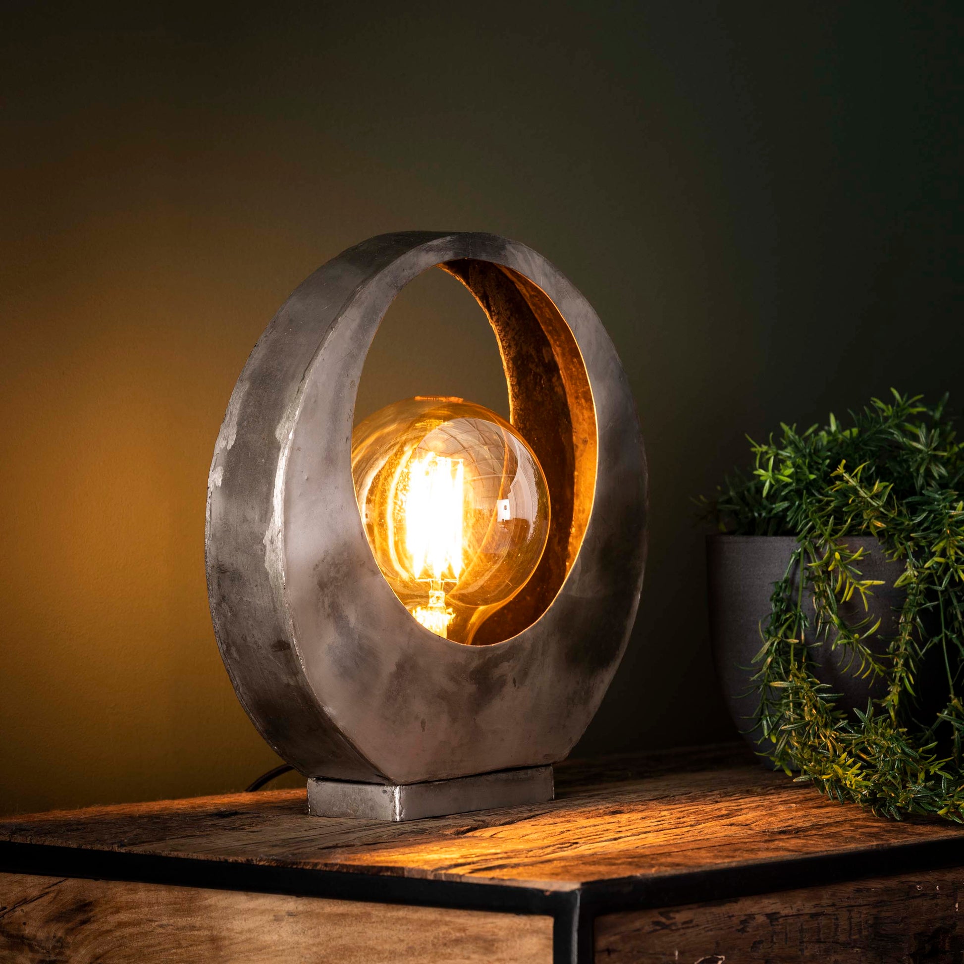 Tafellamp Full Moon 1-lichts / Oud zilver – afbeelding 1