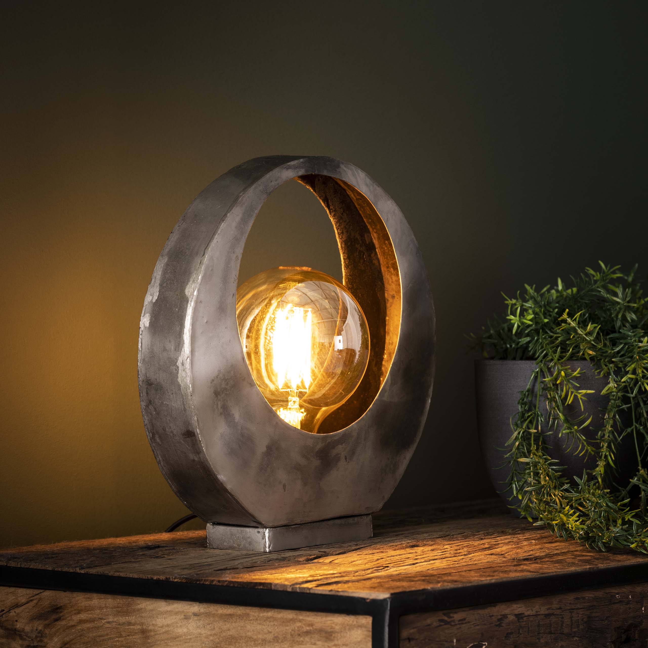 Tafellamp Full Moon 1-lichts / Oud zilver – afbeelding 1