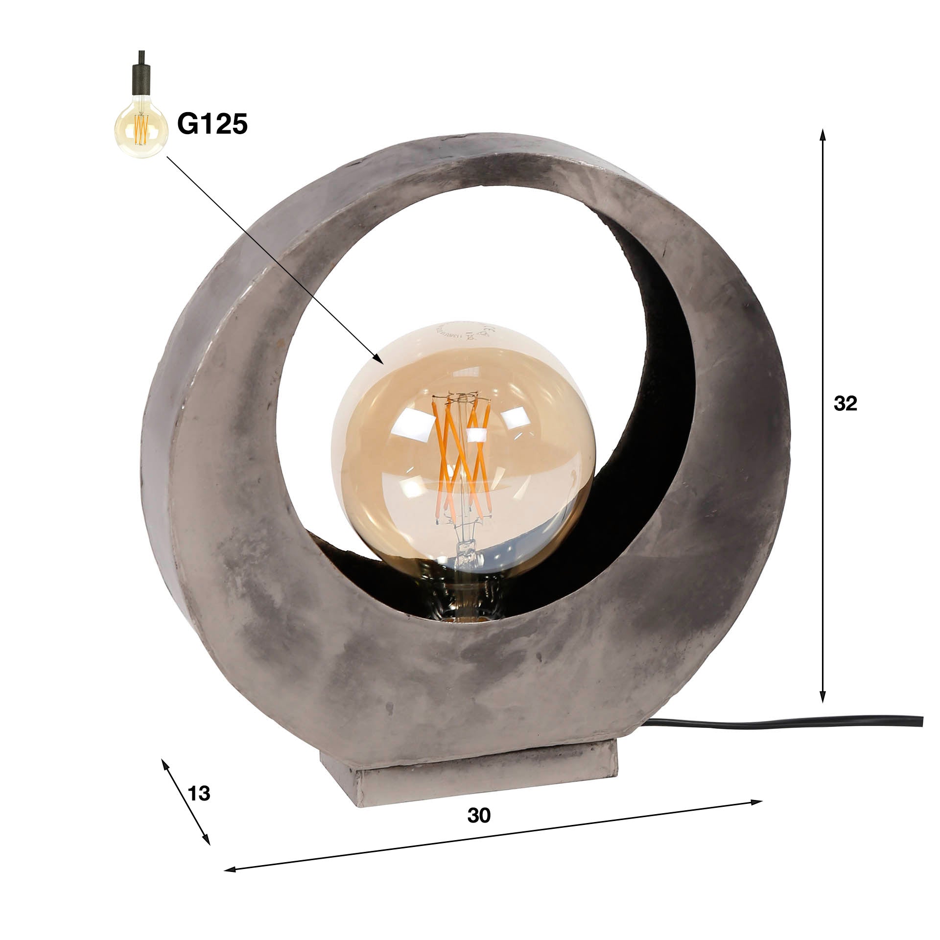Tafellamp Full Moon 1-lichts / Oud zilver – afbeelding 4